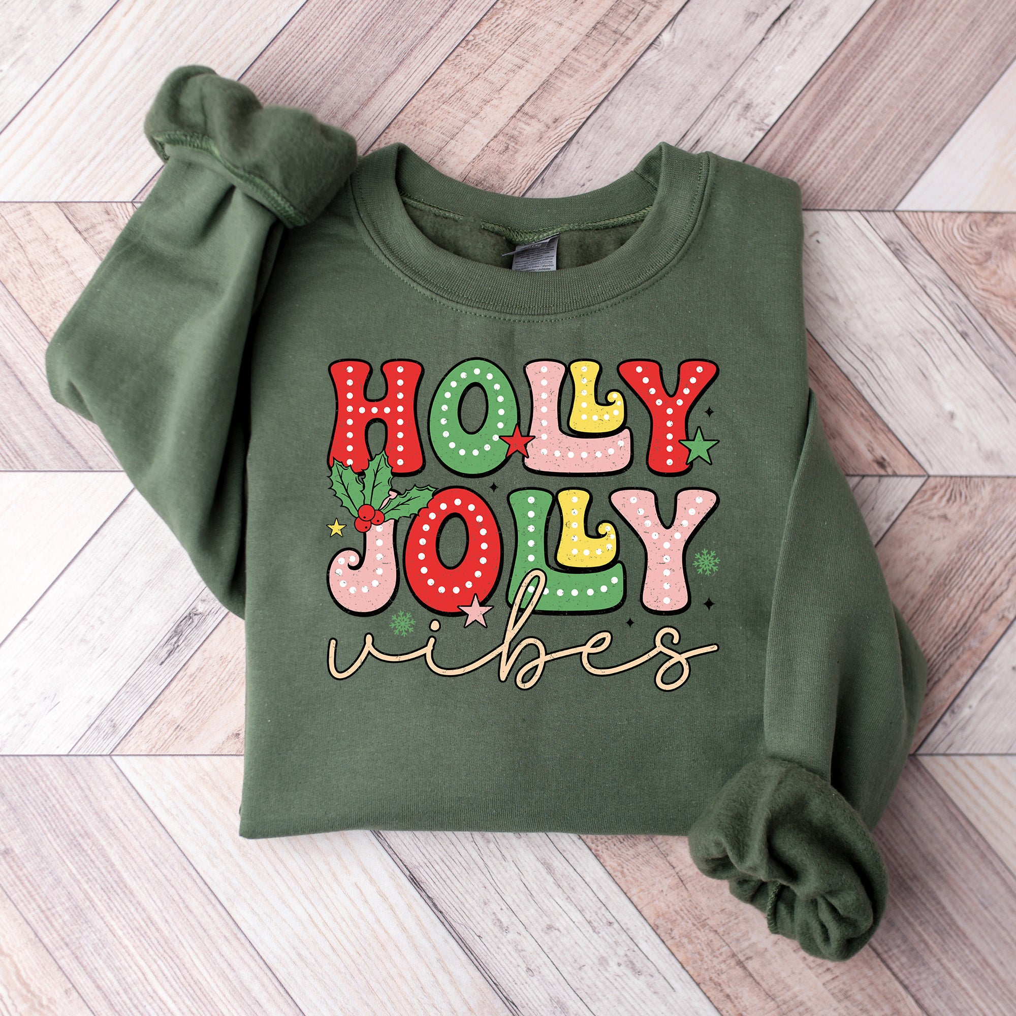 Holly Jolly Vibes - Christmas Unisex Crewneck T-Shirt Sweatshirt Hoodie
