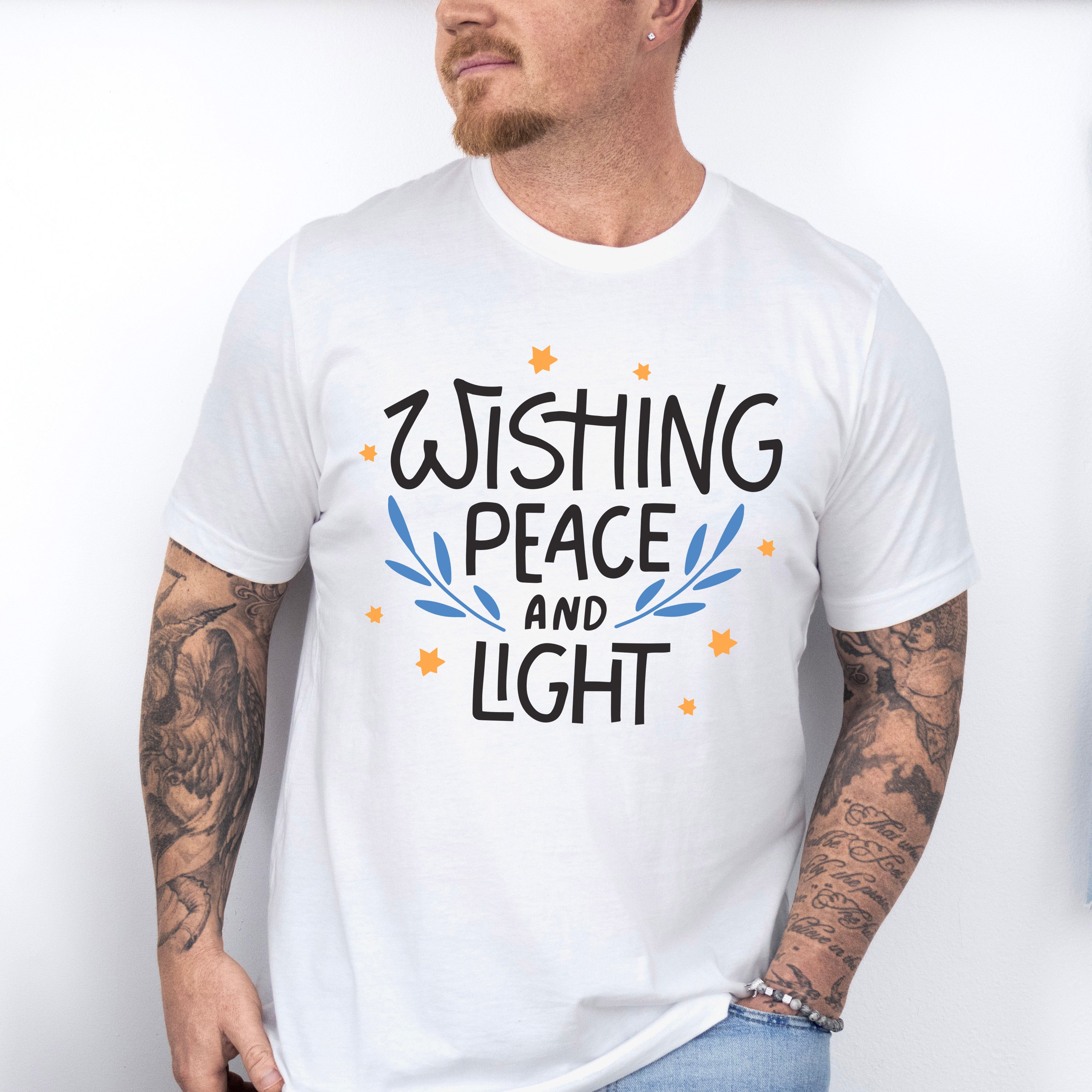 Wishing Peace And Light - Hanukkah Unisex Crewneck T-Shirt Sweatshirt Hoodie