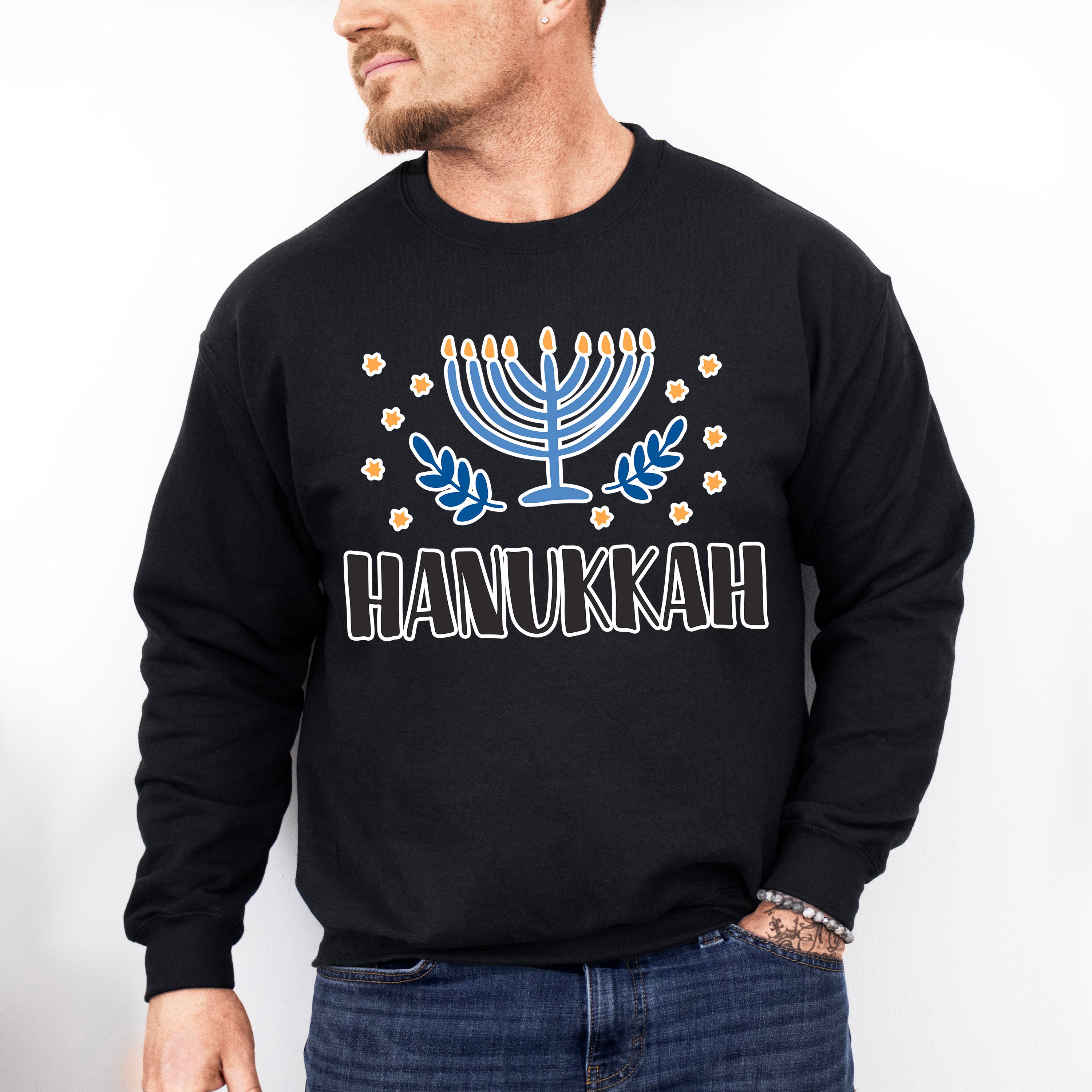 Hanukkah Candlestick Design - Hanukkah Unisex Crewneck T-Shirt Sweatshirt Hoodie