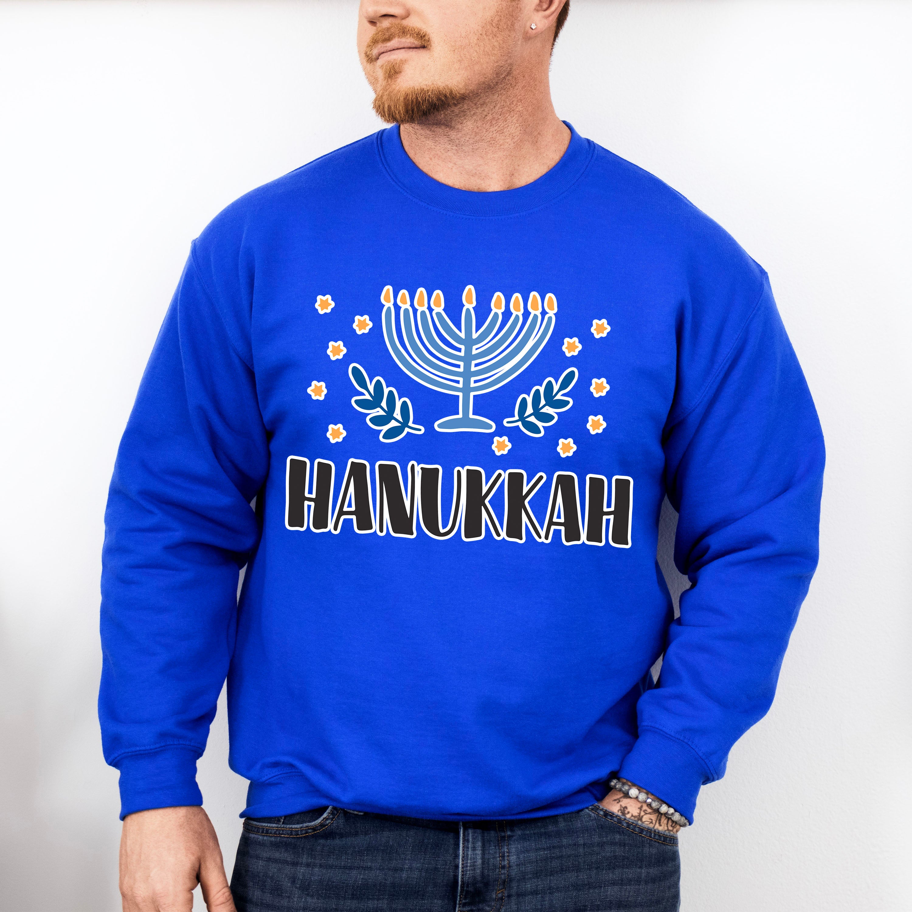 Hanukkah Candlestick Design - Hanukkah Unisex Crewneck T-Shirt Sweatshirt Hoodie