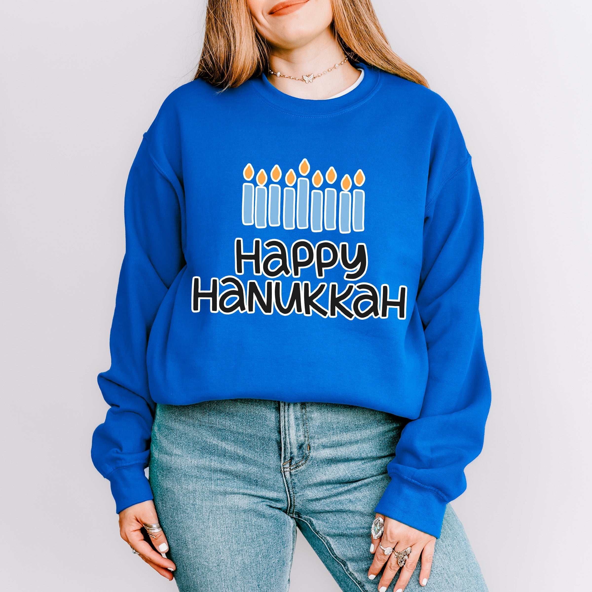 Happy Hanukkah Candles - Hanukkah Unisex Crewneck T-Shirt Sweatshirt Hoodie