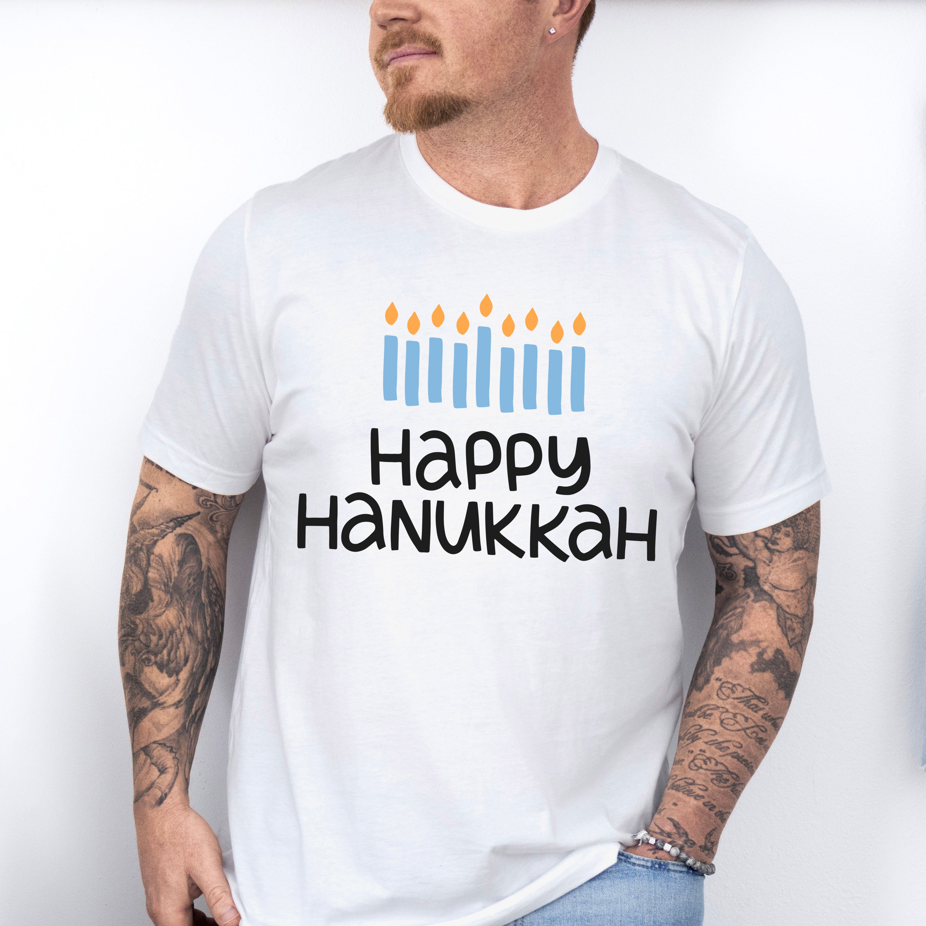 Happy Hanukkah Candles - Hanukkah Unisex Crewneck T-Shirt Sweatshirt Hoodie