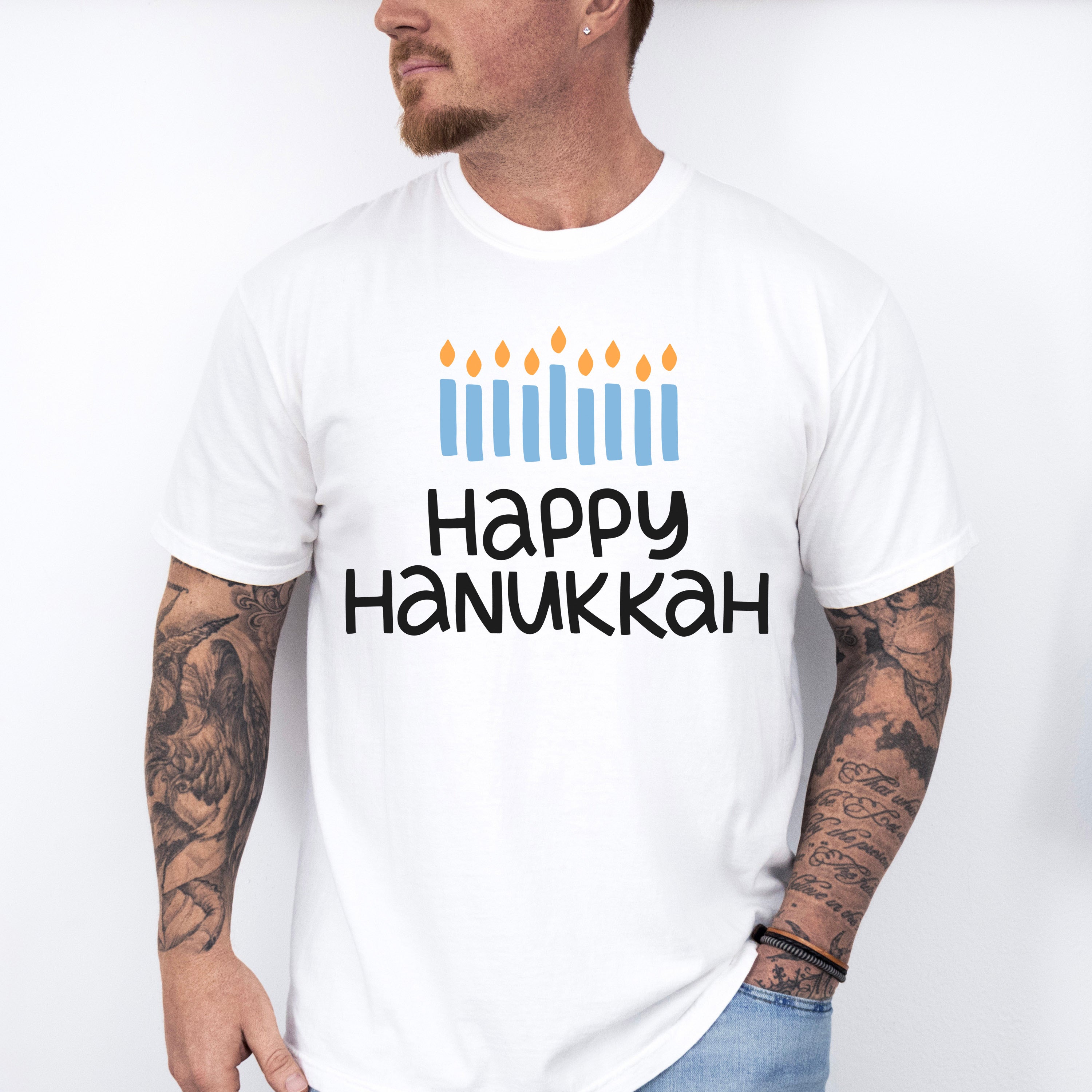 Happy Hanukkah Candles - Hanukkah Unisex Crewneck T-Shirt Sweatshirt Hoodie