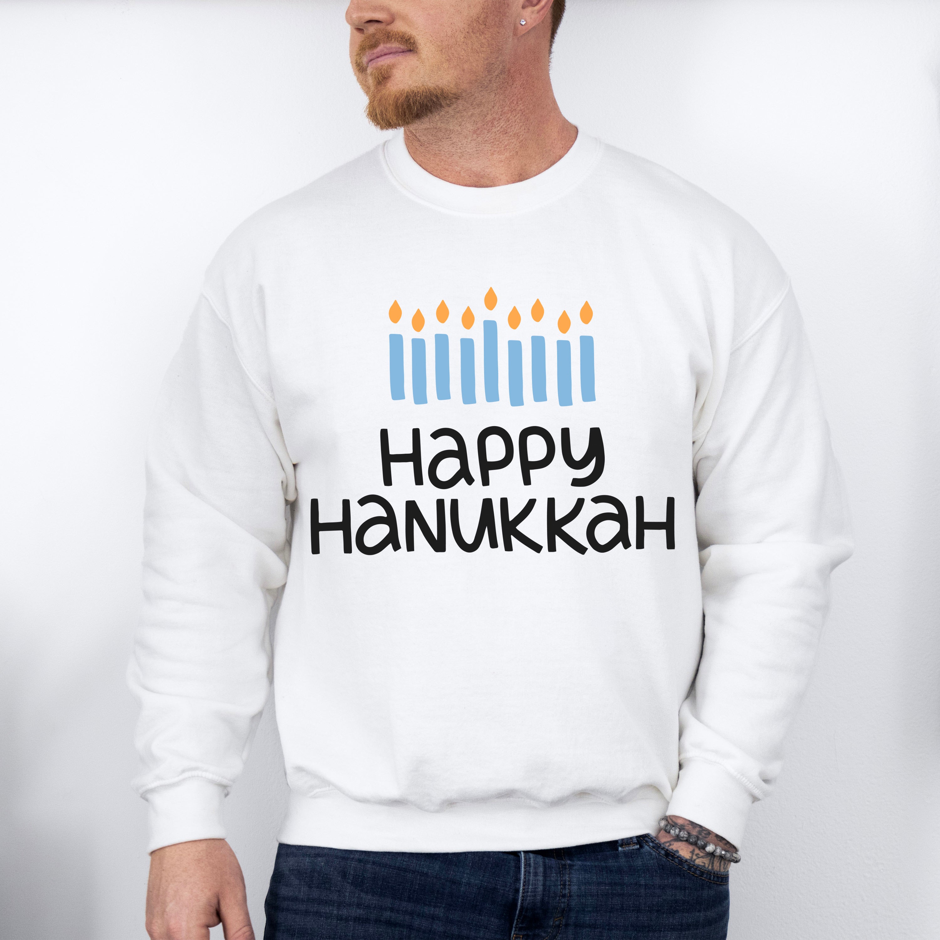Happy Hanukkah Candles - Hanukkah Unisex Crewneck T-Shirt Sweatshirt Hoodie