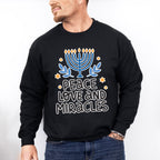 Peace Love And Miracles - Hanukkah Unisex Crewneck T-Shirt Sweatshirt Hoodie