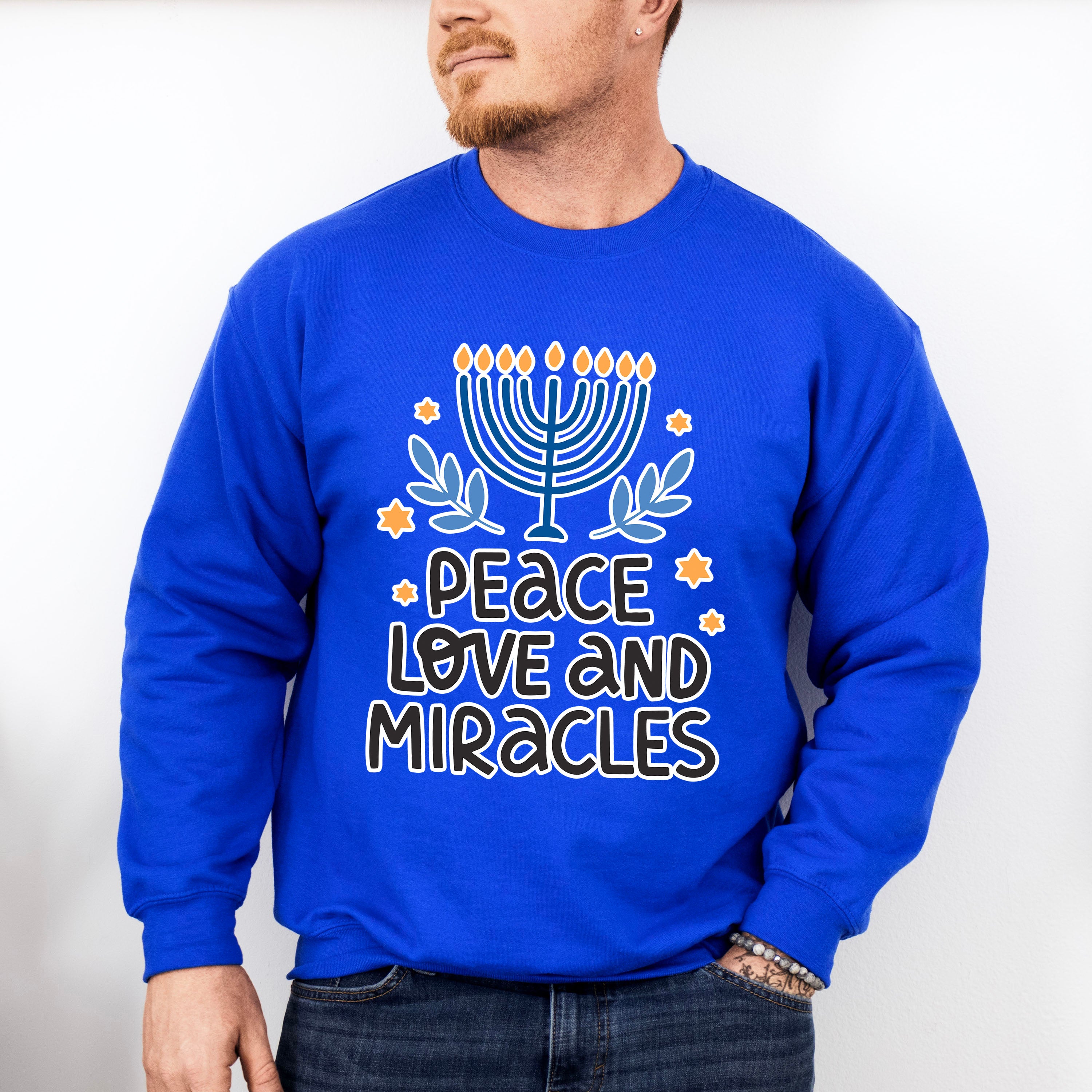 Peace Love And Miracles - Hanukkah Unisex Crewneck T-Shirt Sweatshirt Hoodie