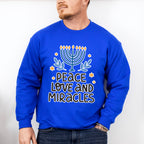 Peace Love And Miracles - Hanukkah Unisex Crewneck T-Shirt Sweatshirt Hoodie