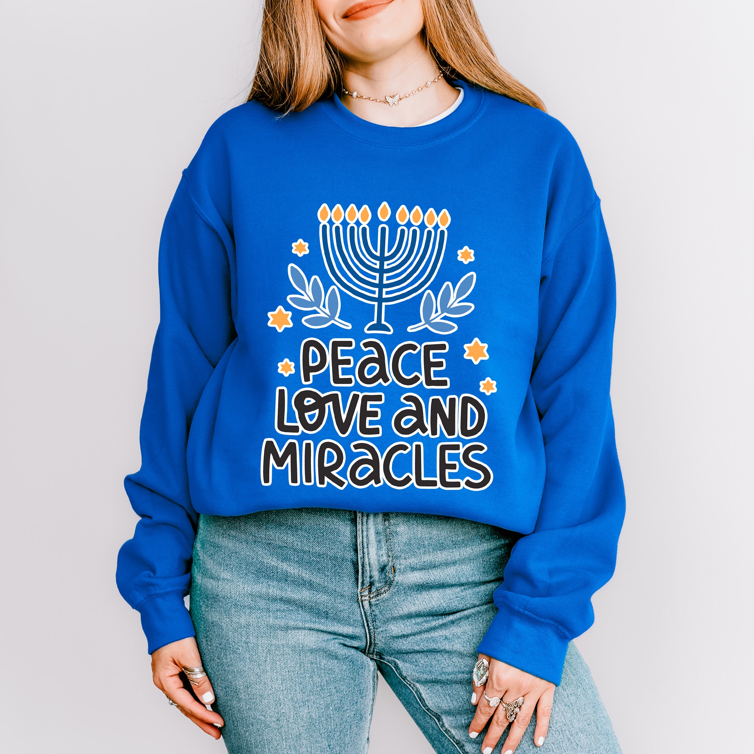 Peace Love And Miracles - Hanukkah Unisex Crewneck T-Shirt Sweatshirt Hoodie