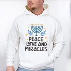Peace Love And Miracles - Hanukkah Unisex Crewneck T-Shirt Sweatshirt Hoodie