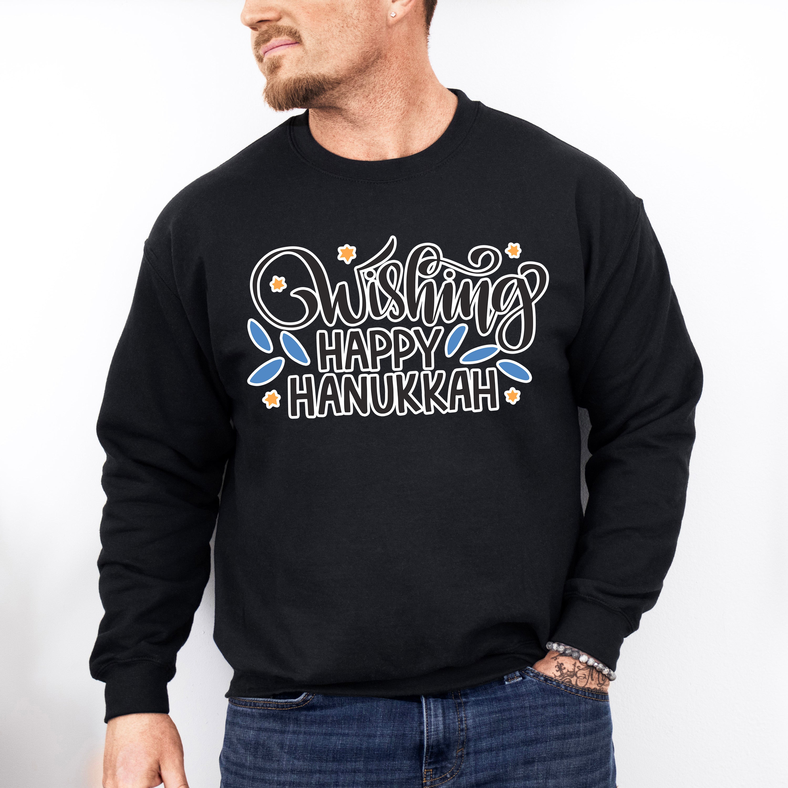 Wishing Happy Hanukkah - Hanukkah Unisex Crewneck T-Shirt Sweatshirt Hoodie