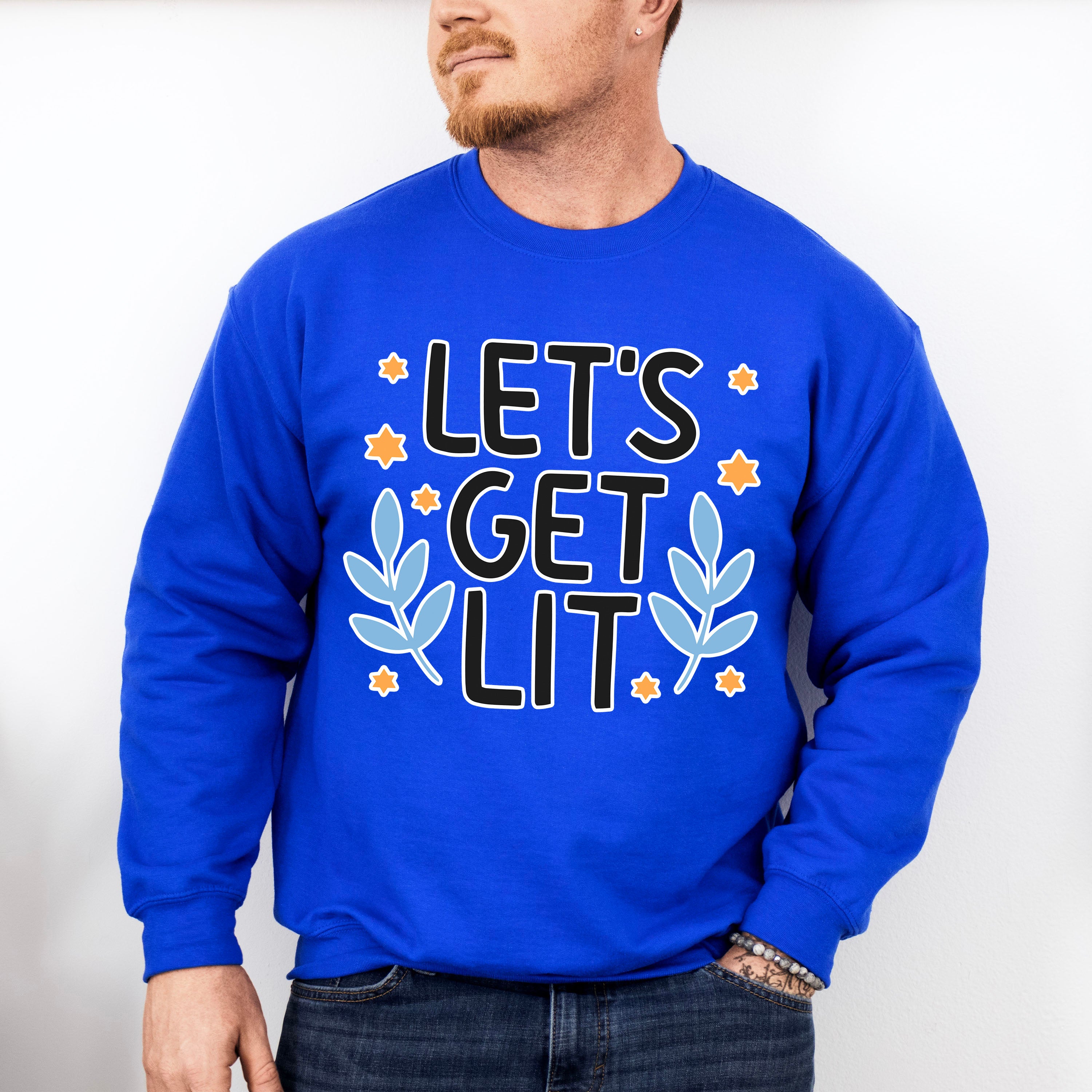 Let&#39;s Get Lit - Hanukkah Unisex Crewneck T-Shirt Sweatshirt Hoodie