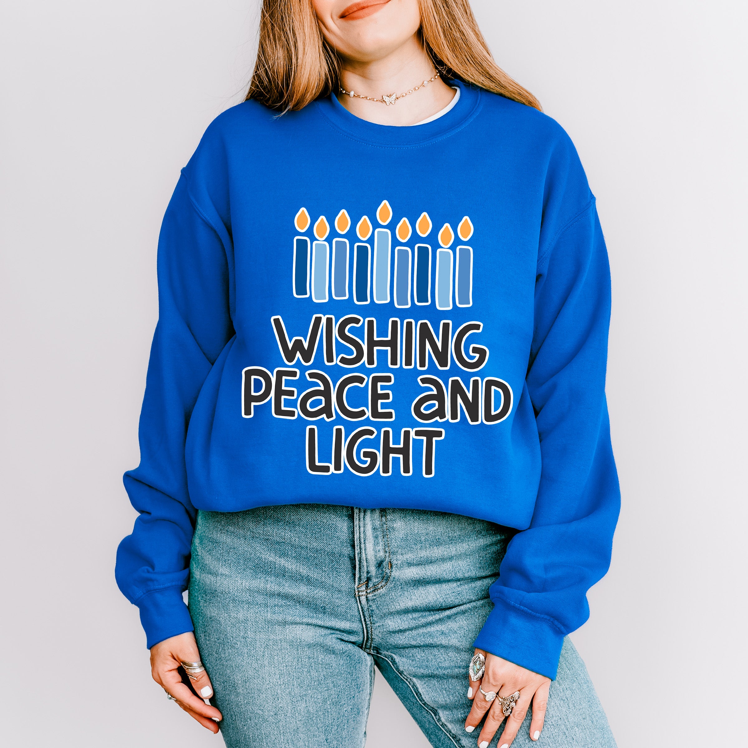 Wishing Peace And Light - Hanukkah Unisex Crewneck T-Shirt Sweatshirt Hoodie