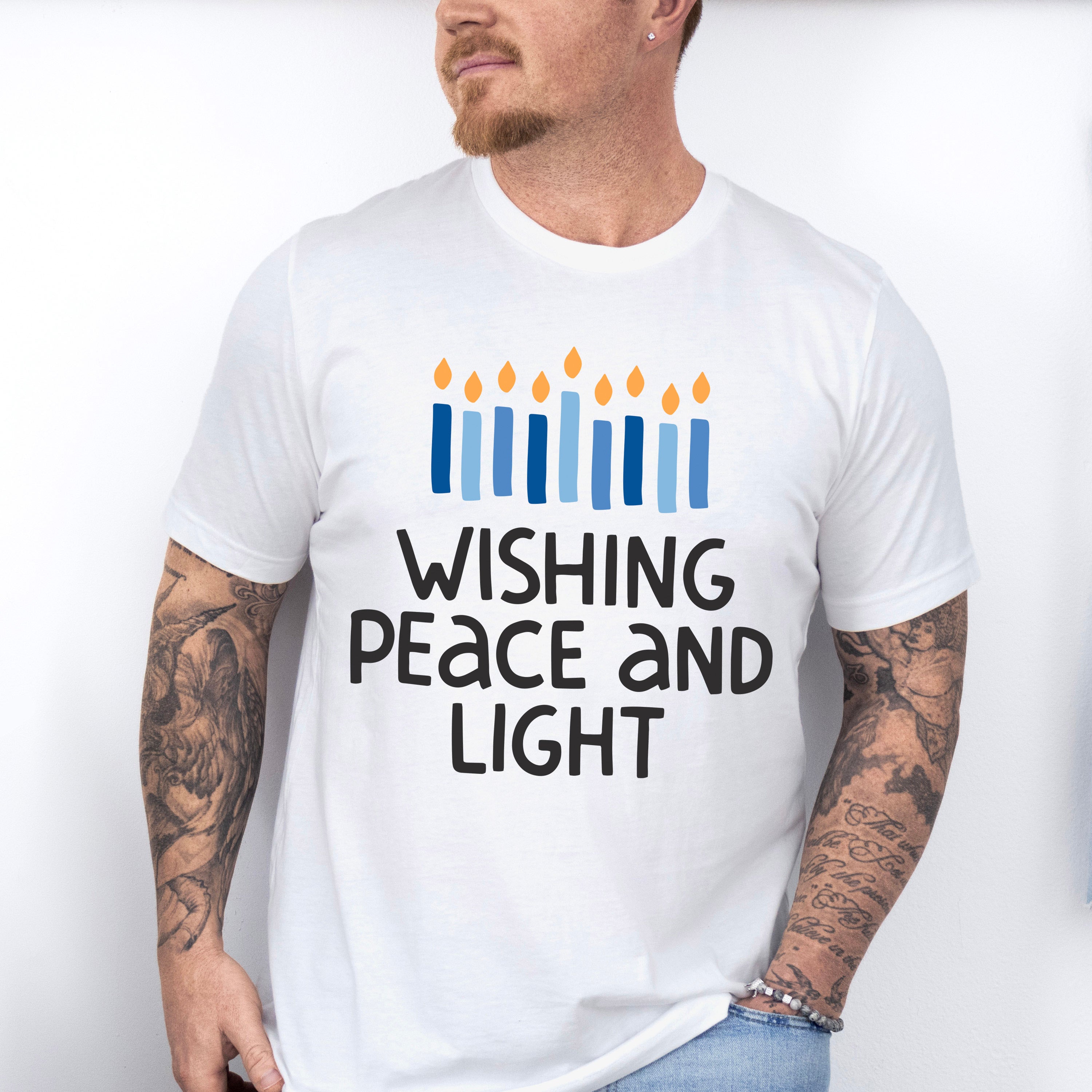 Wishing Peace And Light - Hanukkah Unisex Crewneck T-Shirt Sweatshirt Hoodie
