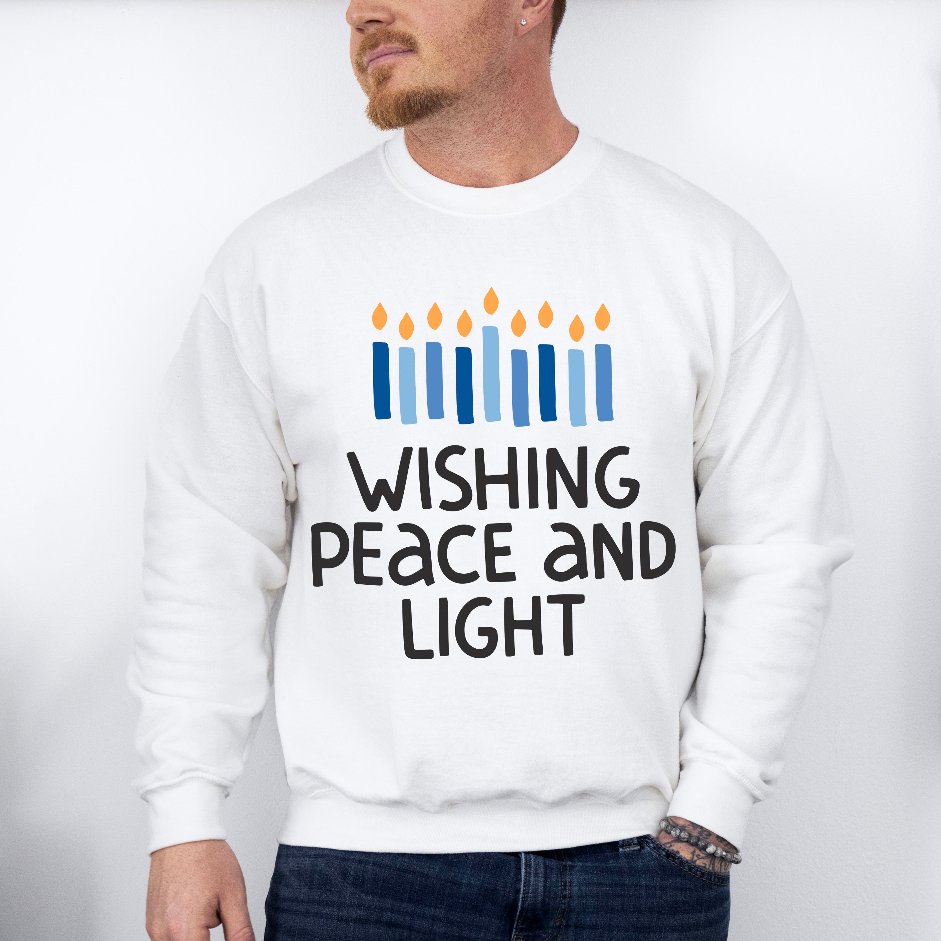 Wishing Peace And Light - Hanukkah Unisex Crewneck T-Shirt Sweatshirt Hoodie