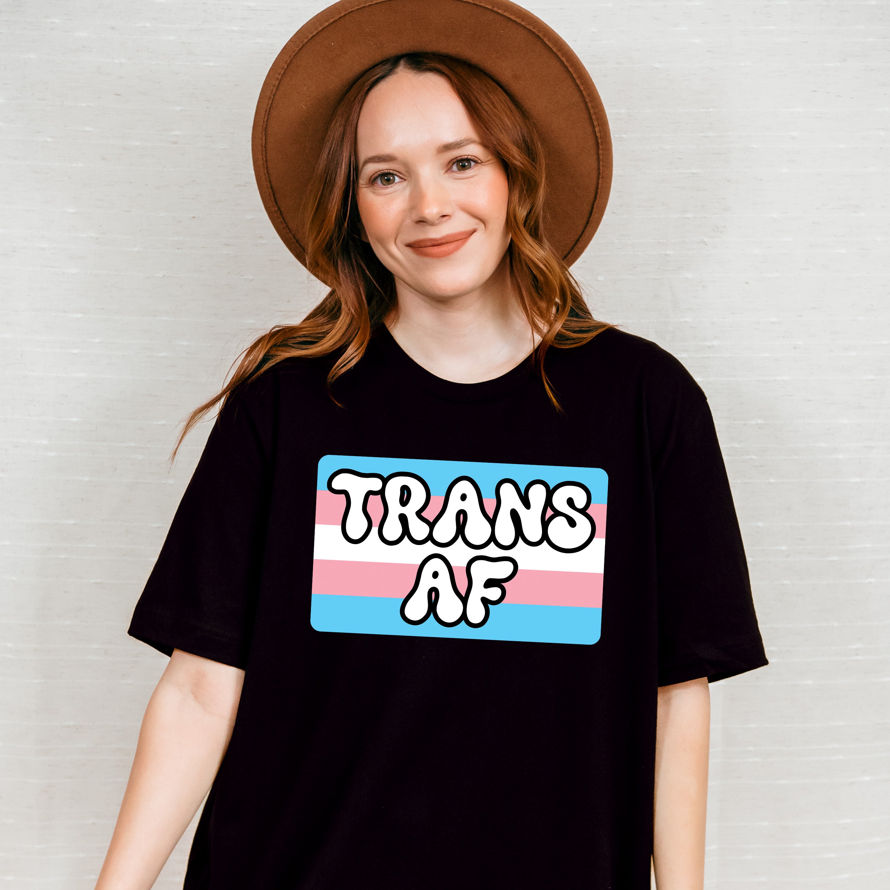 Trans AF Trans Flag Design - Transsexual Unisex Crewneck T-Shirt Sweatshirt Hoodie