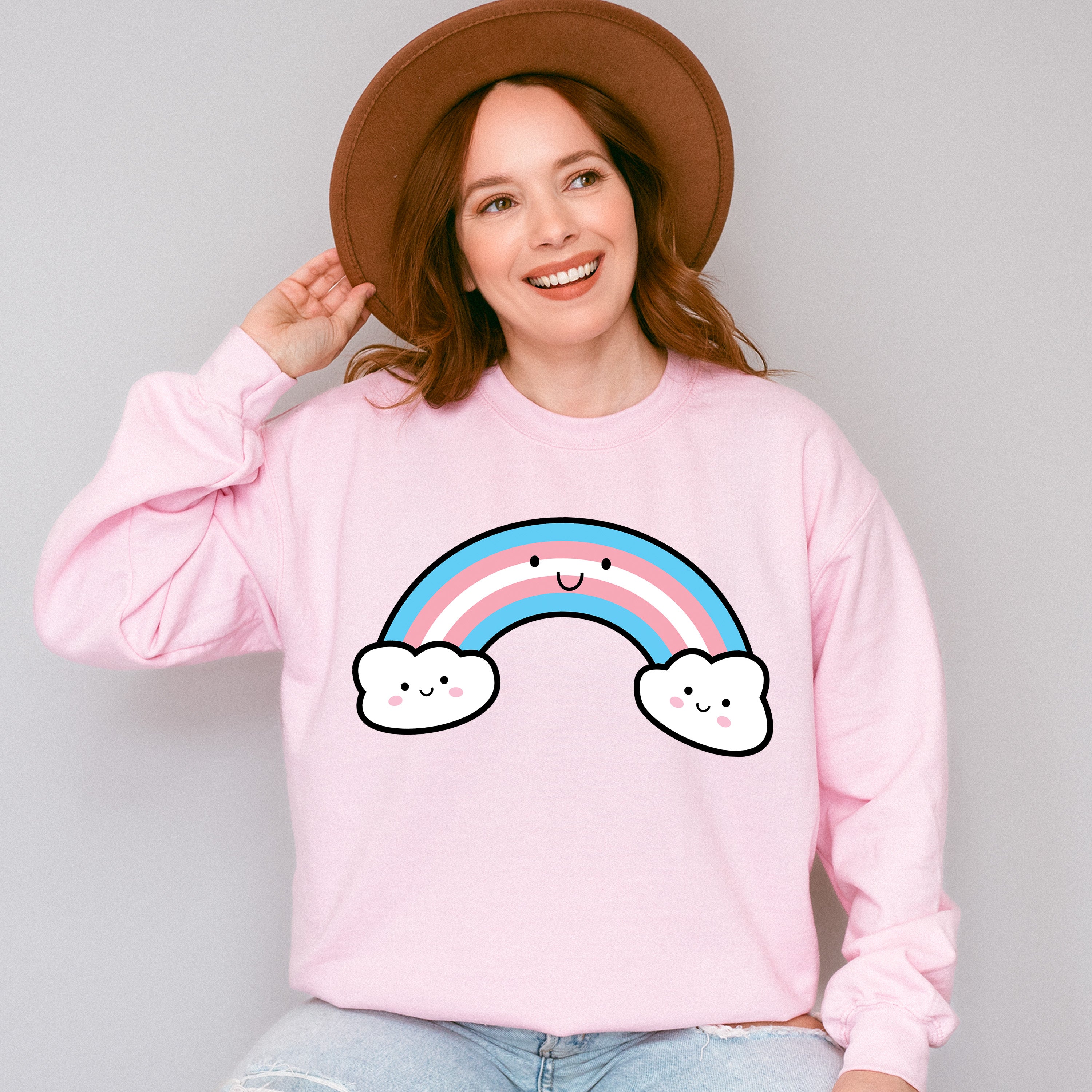 Smiley Rainbow Design - Transsexual Unisex Crewneck T-Shirt Sweatshirt Hoodie