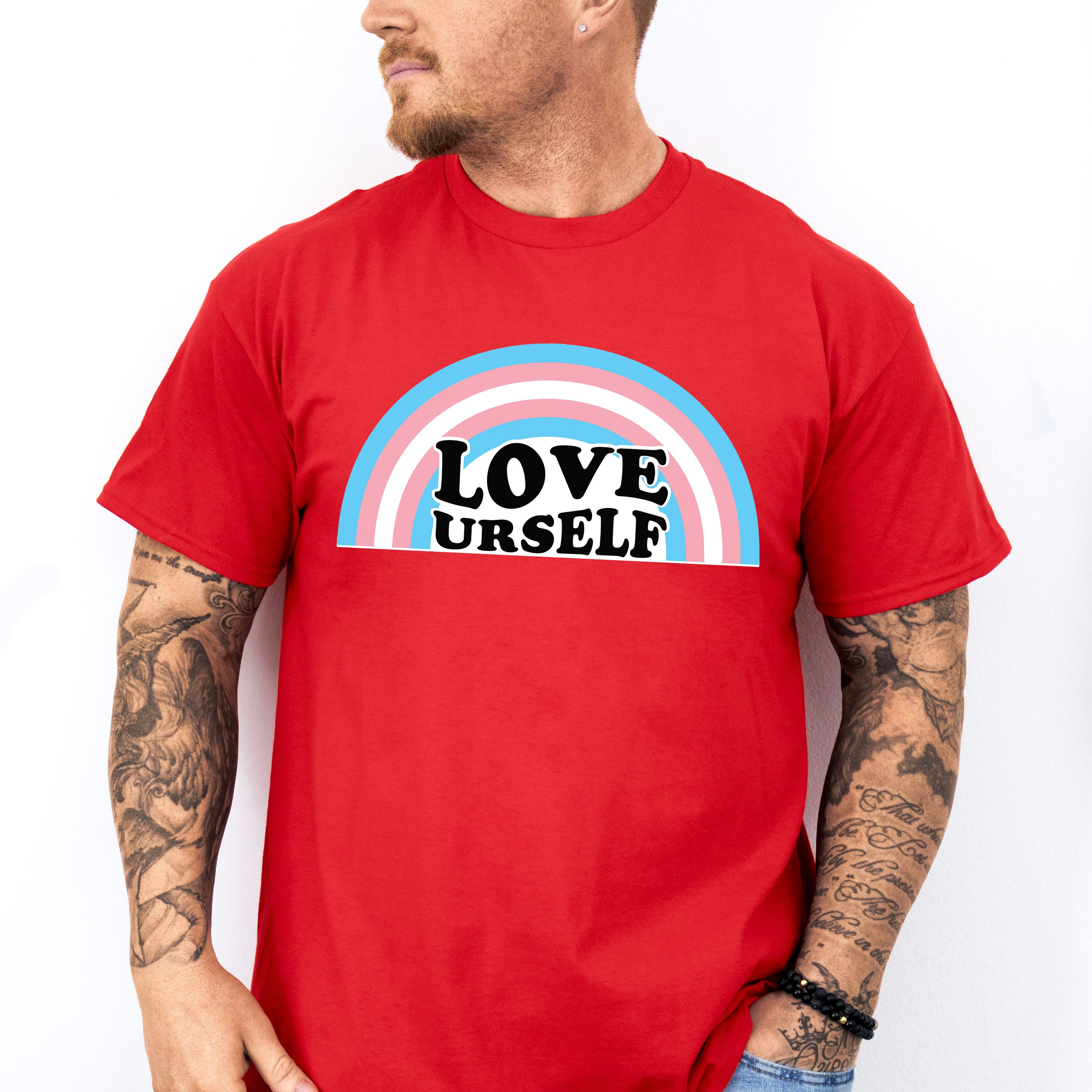 Rainbow Love Yourself Design - Transsexual Unisex Crewneck T-Shirt Sweatshirt Hoodie