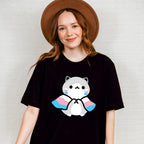 Cat With Trans Flag - Transsexual Unisex Crewneck T-Shirt Sweatshirt Hoodie