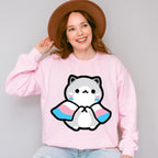 Cat With Trans Flag - Transsexual Unisex Crewneck T-Shirt Sweatshirt Hoodie