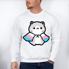 Cat With Trans Flag - Transsexual Unisex Crewneck T-Shirt Sweatshirt Hoodie