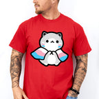 Cat With Trans Flag - Transsexual Unisex Crewneck T-Shirt Sweatshirt Hoodie