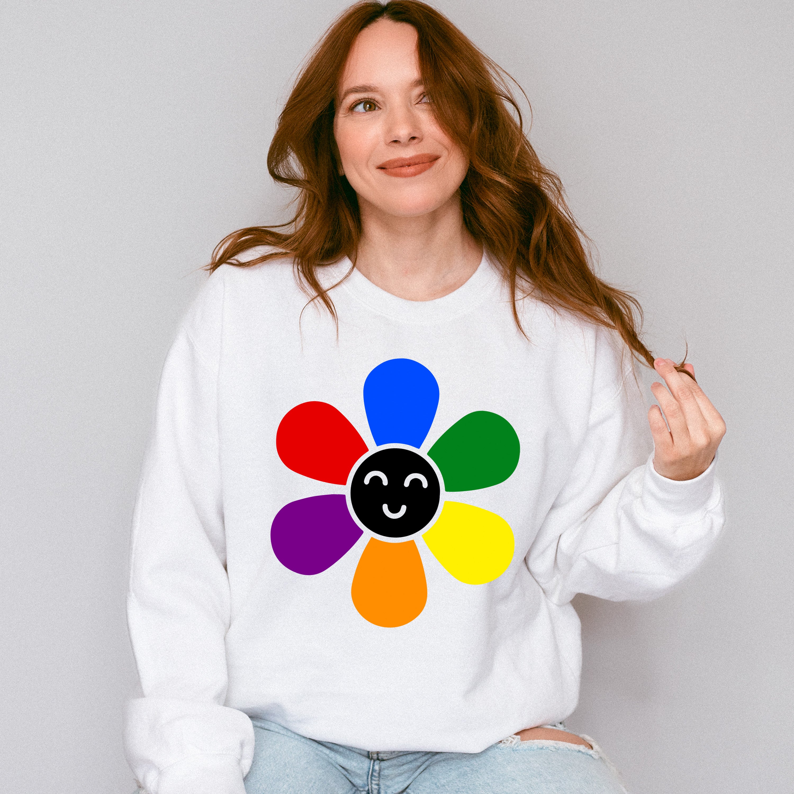 Colorful Smiley Flower - Gay Unisex Crewneck T-Shirt Sweatshirt Hoodie