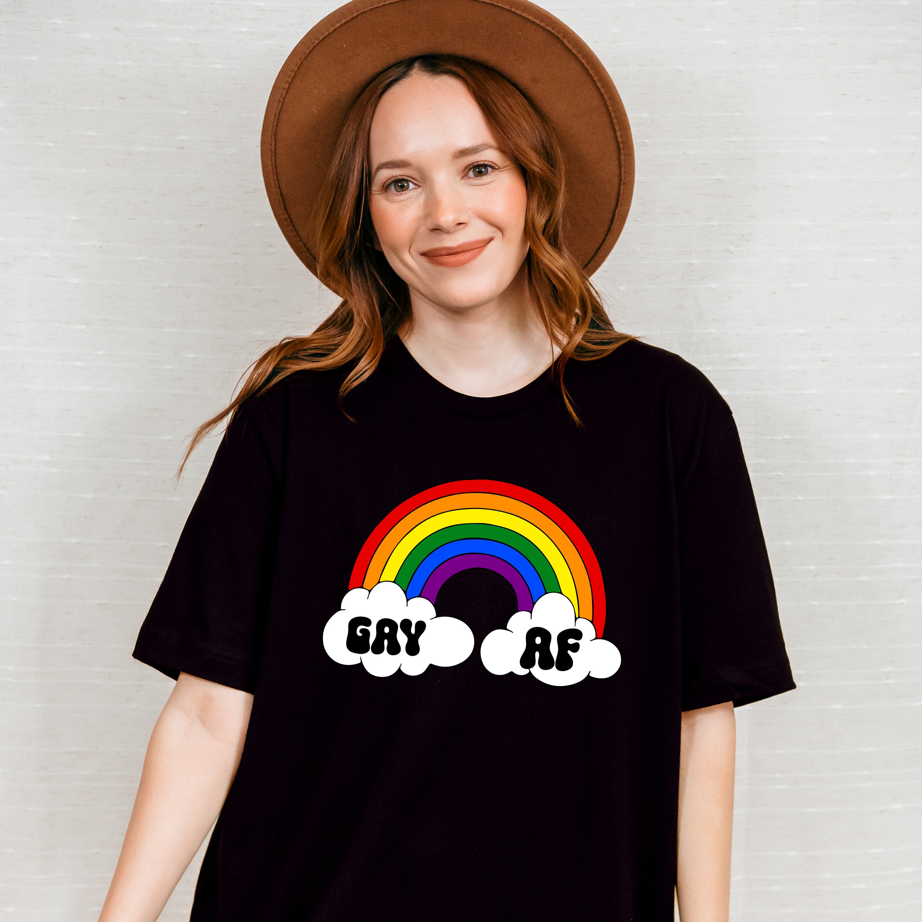 Gay AF Rainbow Design - Gay Unisex Crewneck T-Shirt Sweatshirt Hoodie