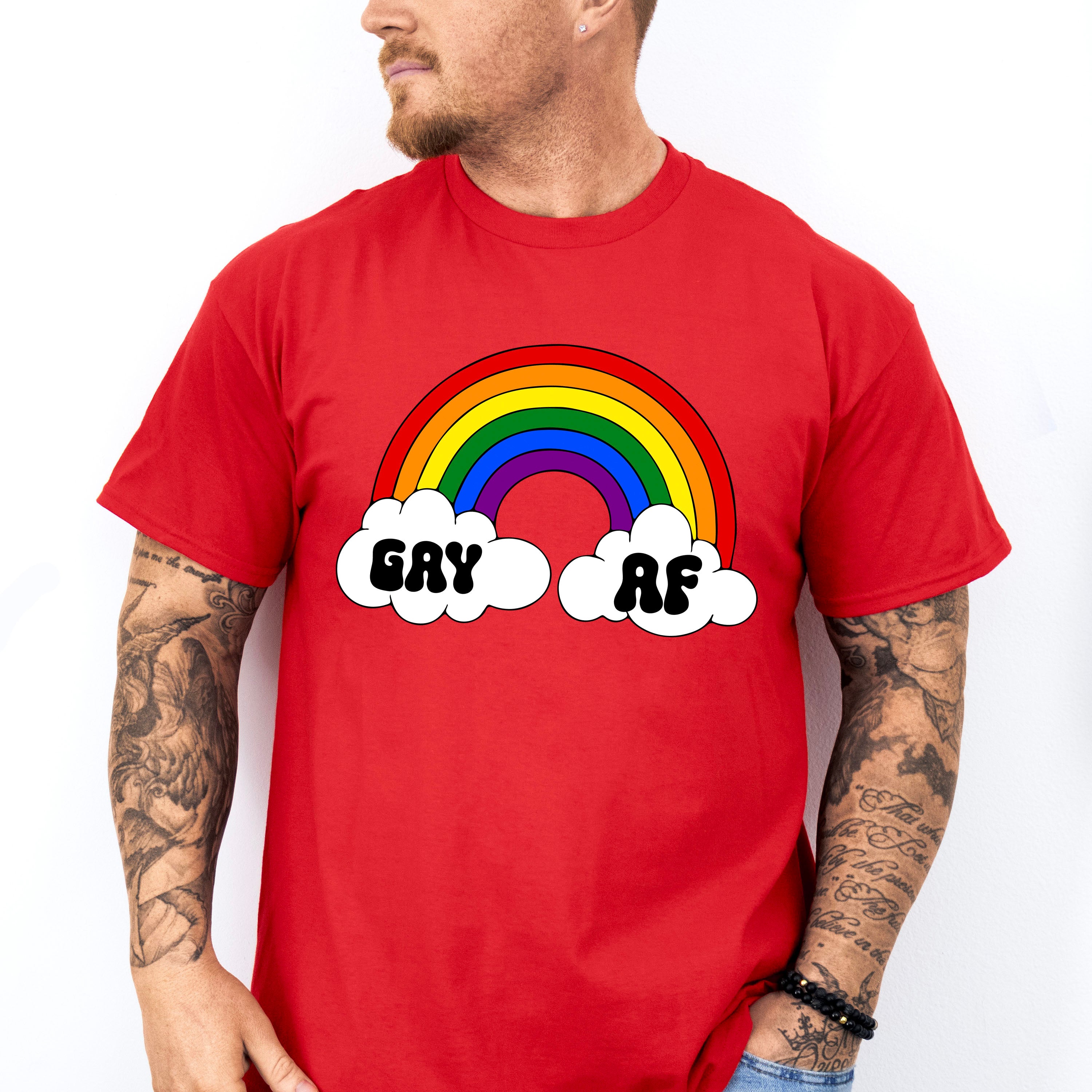 Gay AF Rainbow Design - Gay Unisex Crewneck T-Shirt Sweatshirt Hoodie