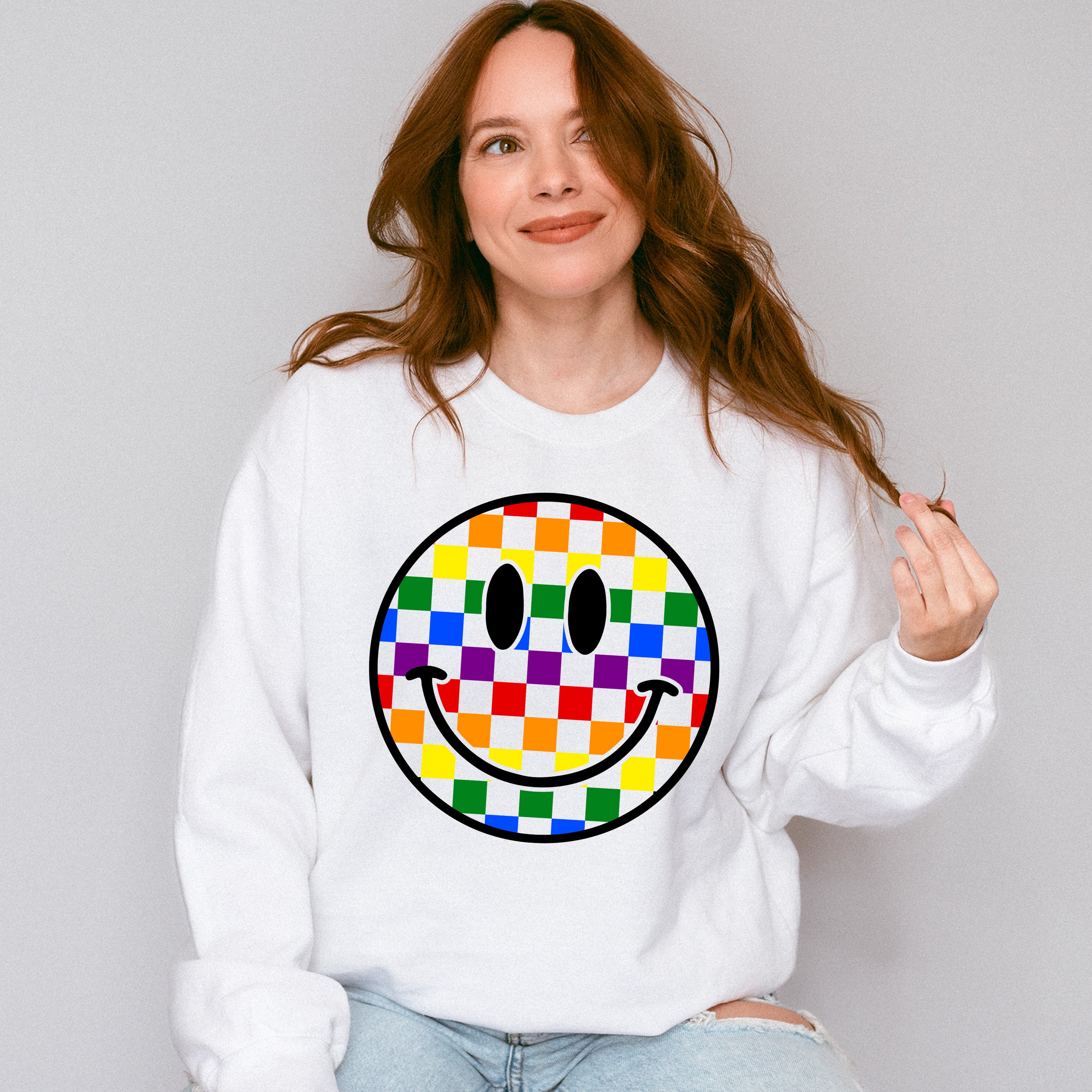 Colorful Smiley Design - Gay Unisex Crewneck T-Shirt Sweatshirt Hoodie