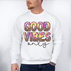 Good Vibes Only Colorful Leopard Design - Good Vibes Unisex Crewneck T-Shirt Sweatshirt Hoodie