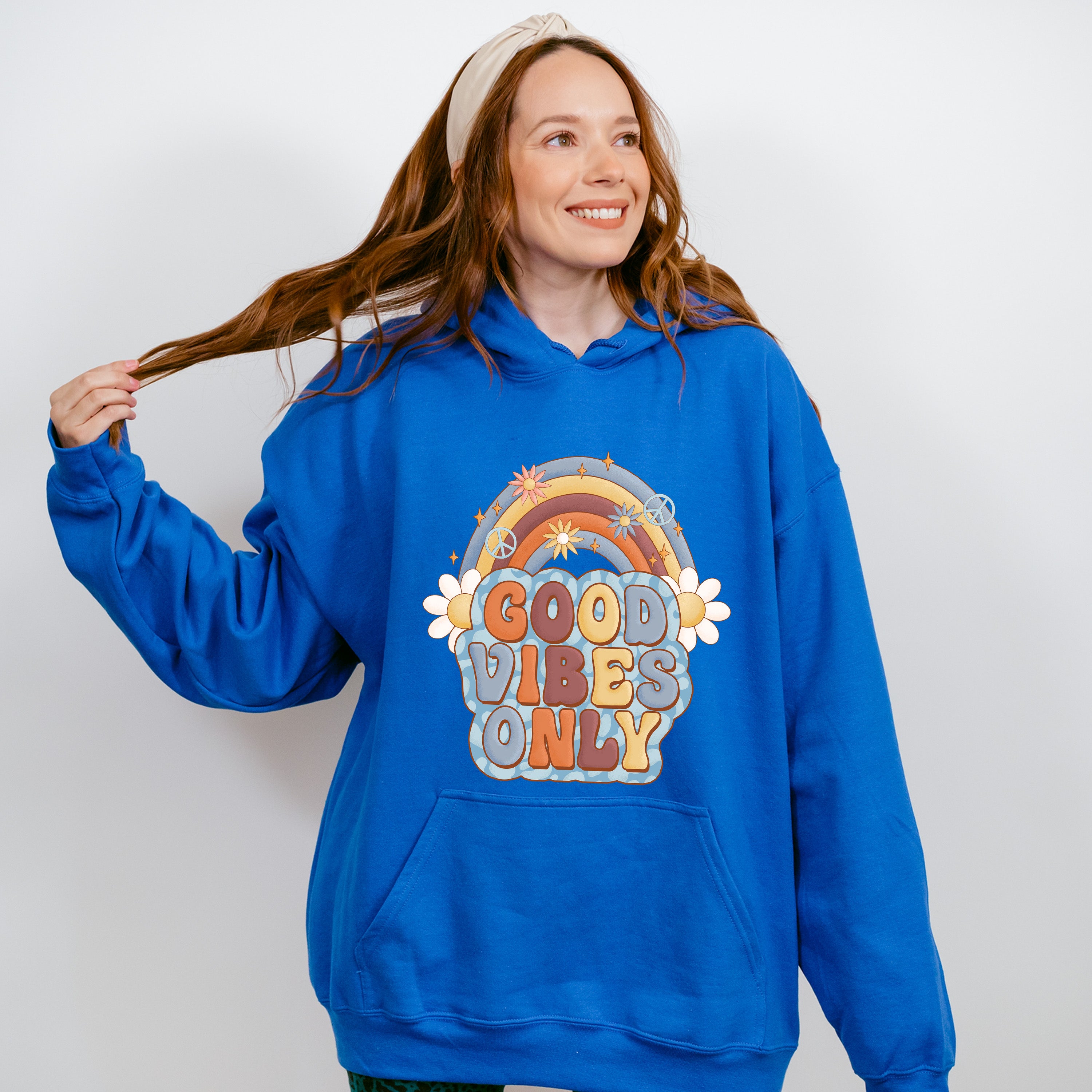 Good Vibes Only Flower Rainbow Design - Good Vibes Unisex Crewneck T-Shirt Sweatshirt Hoodie