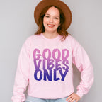 Good Vibes Only Purple Gradient Design - Good Vibes Unisex Crewneck T-Shirt Sweatshirt Hoodie