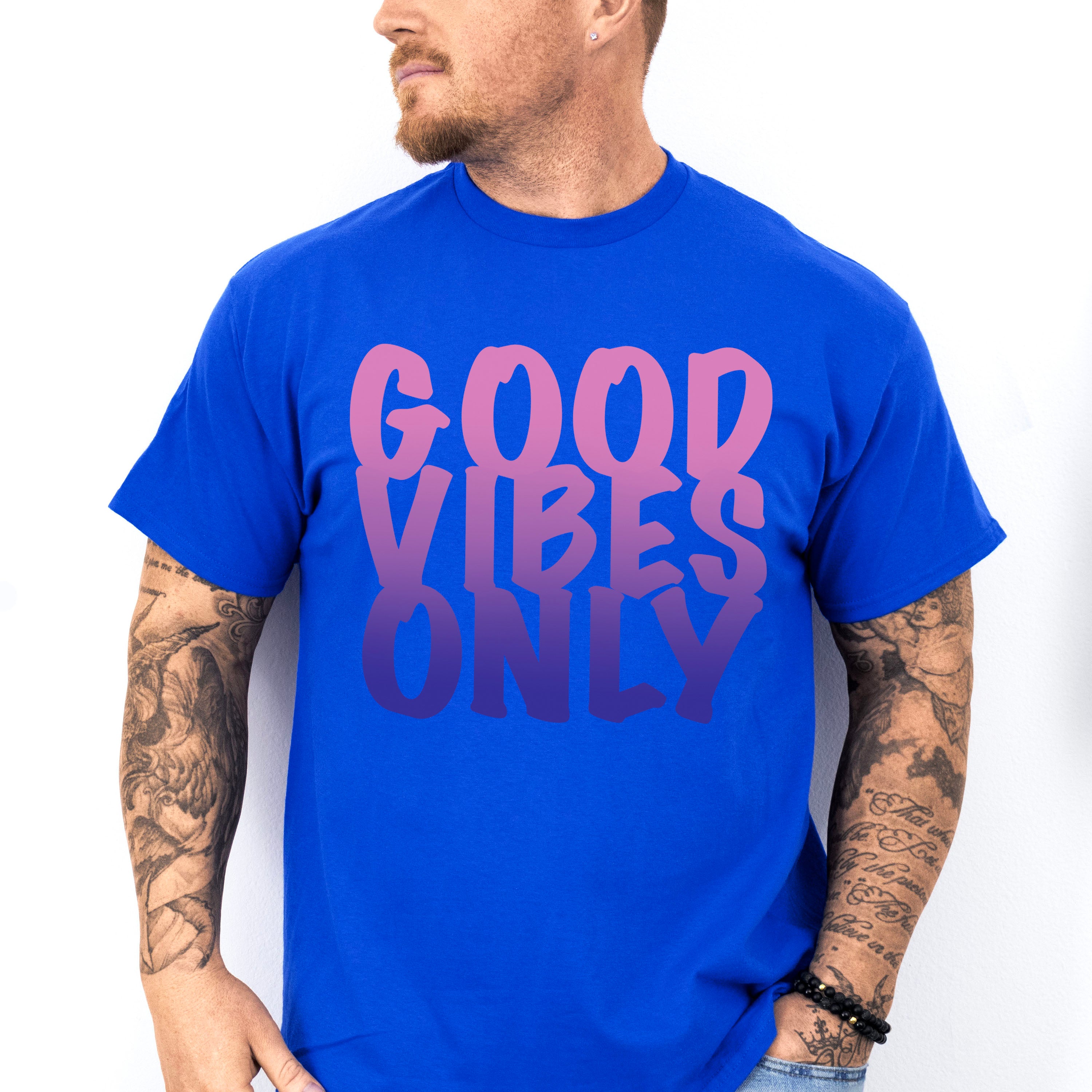 Good Vibes Only Purple Gradient Design - Good Vibes Unisex Crewneck T-Shirt Sweatshirt Hoodie