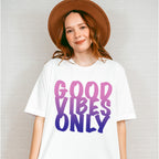 Good Vibes Only Purple Gradient Design - Good Vibes Unisex Crewneck T-Shirt Sweatshirt Hoodie