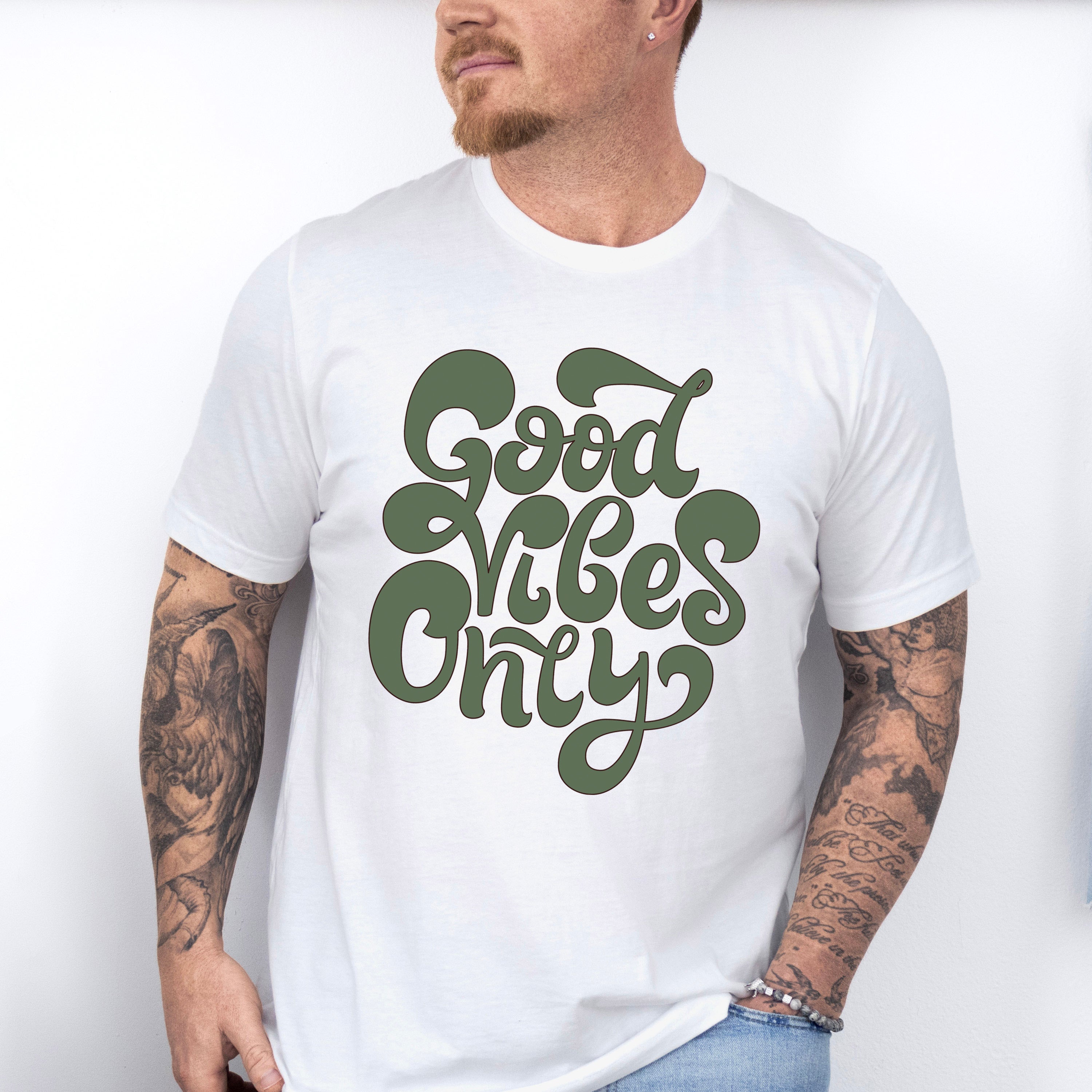 Good Vibes Only Green Design - Good Vibes Unisex Crewneck T-Shirt Sweatshirt Hoodie