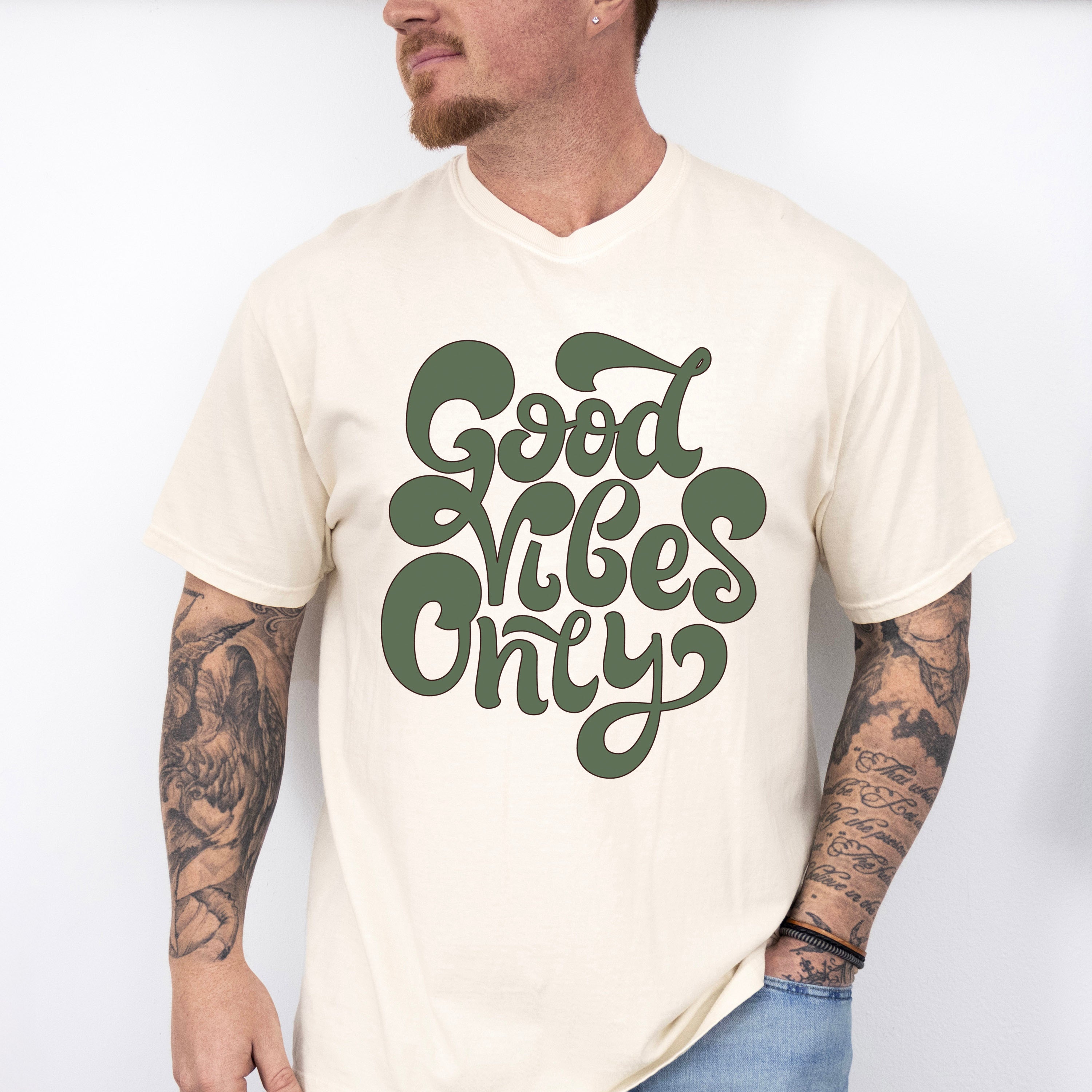 Good Vibes Only Green Design - Good Vibes Unisex Crewneck T-Shirt Sweatshirt Hoodie