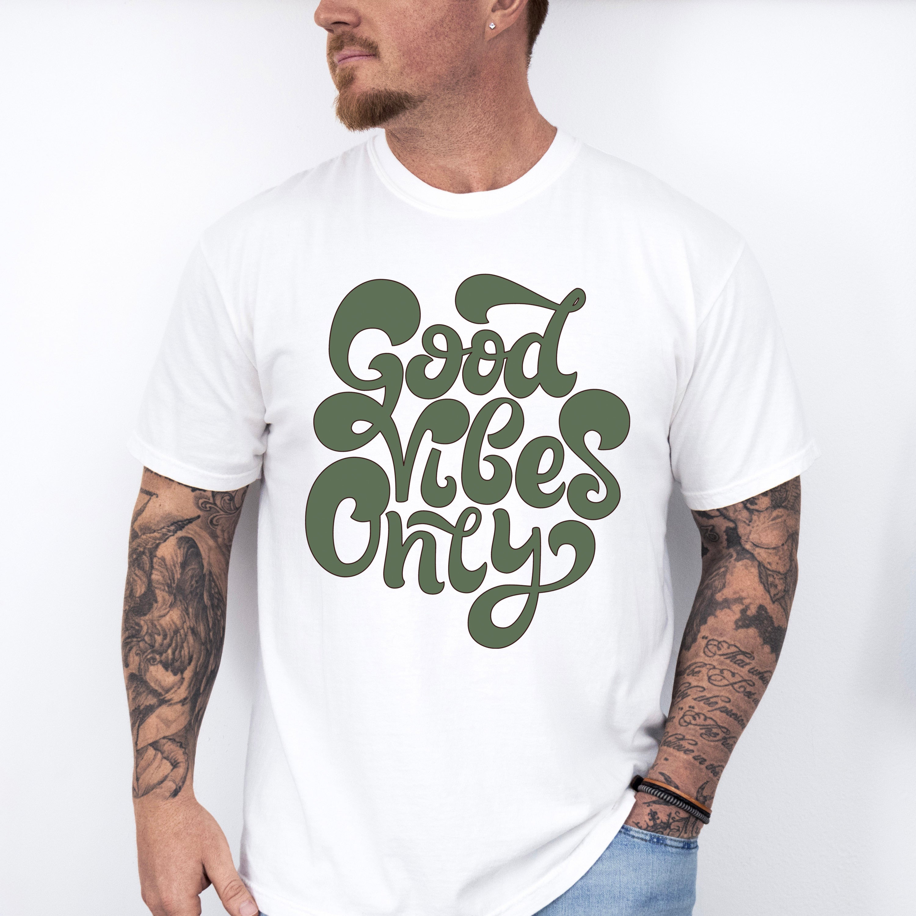 Good Vibes Only Green Design - Good Vibes Unisex Crewneck T-Shirt Sweatshirt Hoodie