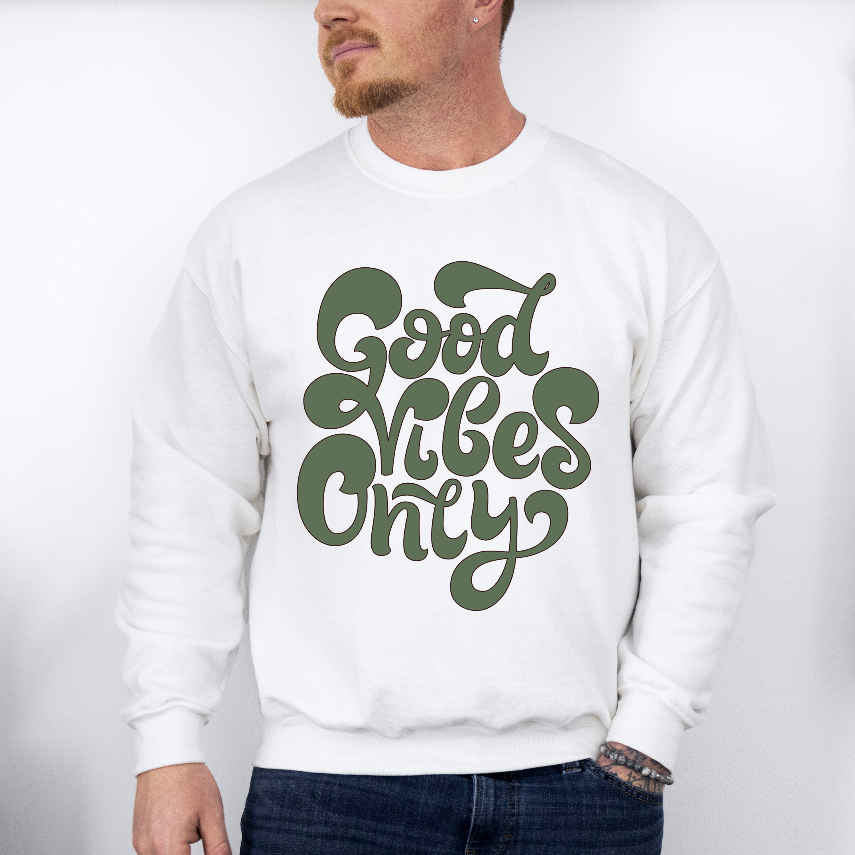 Good Vibes Only Green Design - Good Vibes Unisex Crewneck T-Shirt Sweatshirt Hoodie