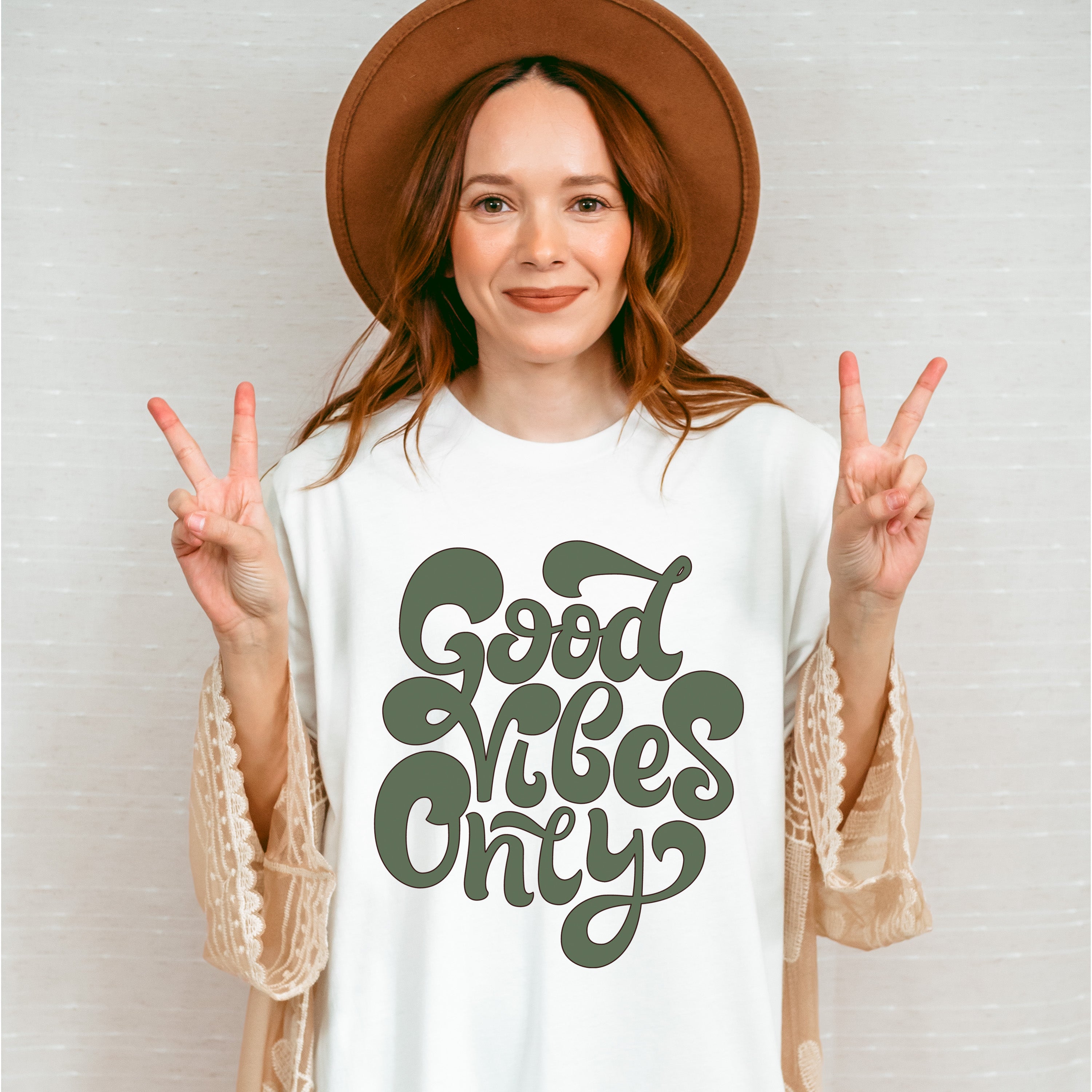 Good Vibes Only Green Design - Good Vibes Unisex Crewneck T-Shirt Sweatshirt Hoodie