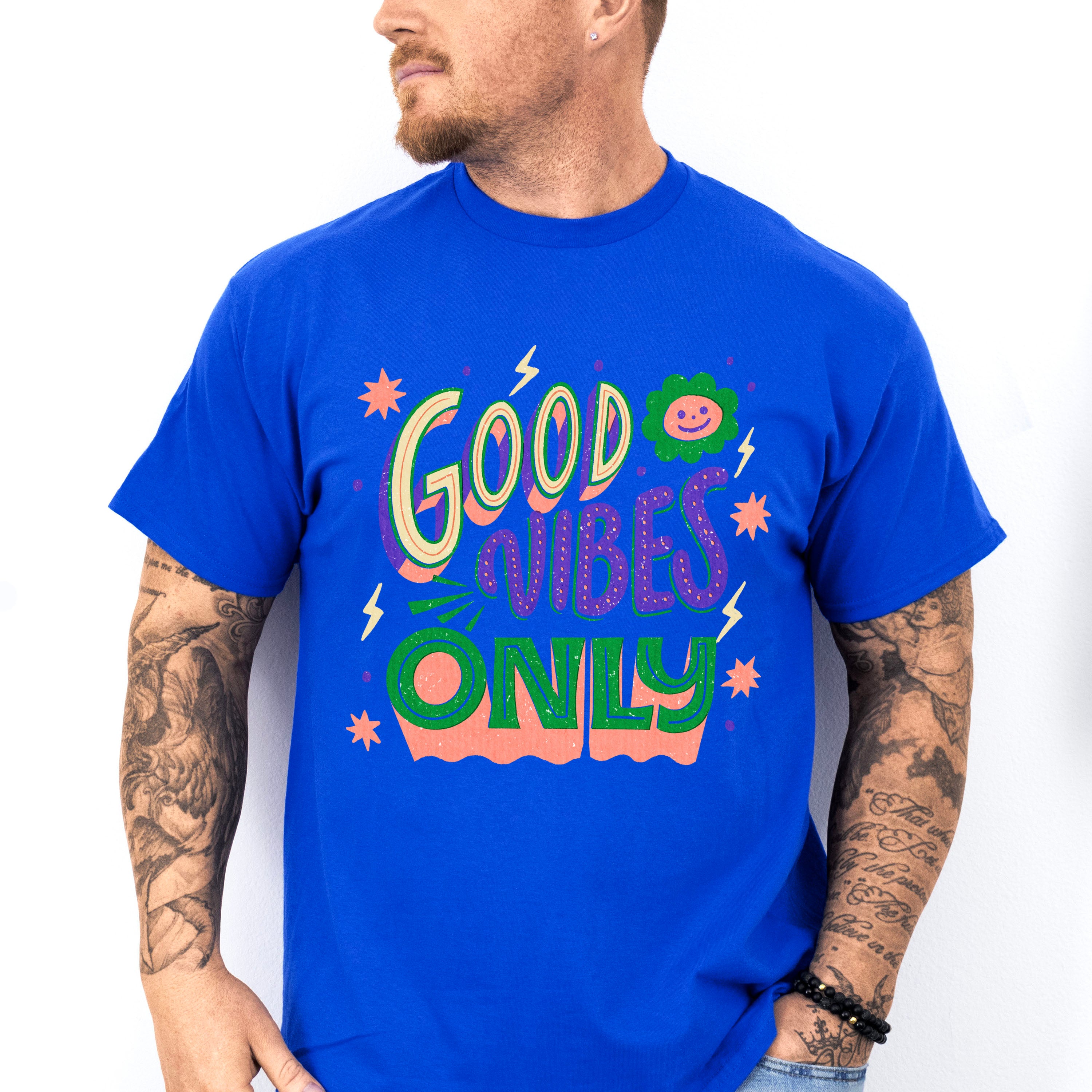 Good Vibes Only Green And Purple Design - Good Vibes Unisex Crewneck T-Shirt Sweatshirt Hoodie