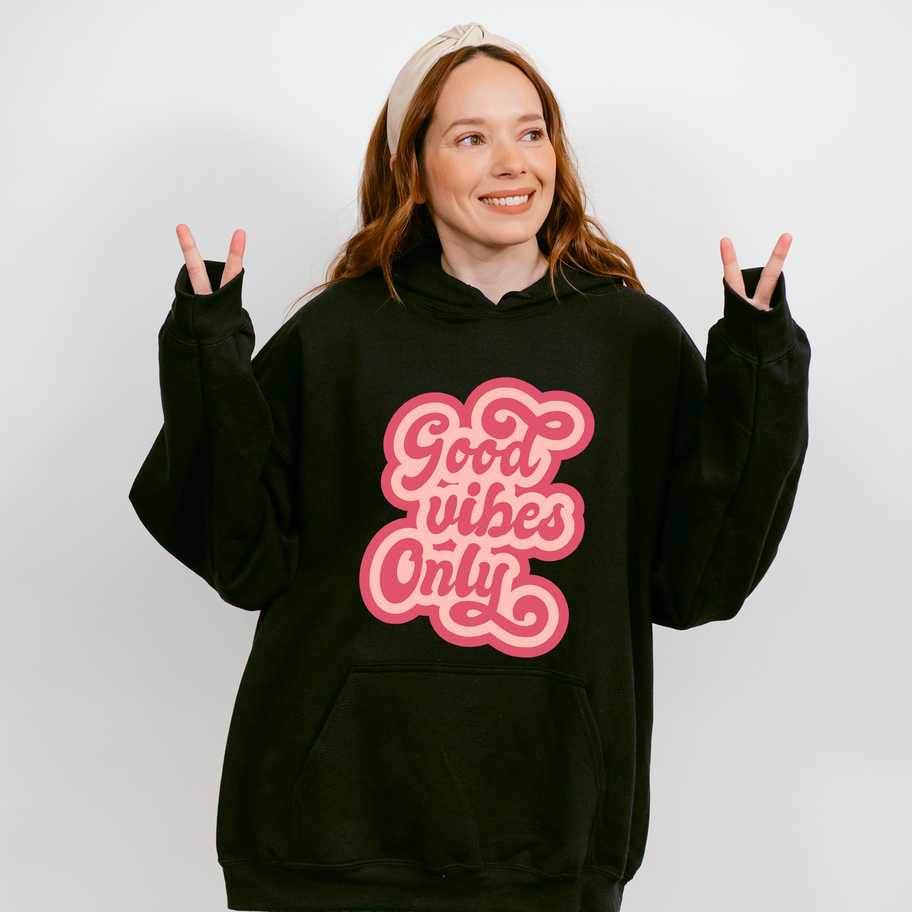 Good Vibes Only Pink Design - Good Vibes Unisex Crewneck T-Shirt Sweatshirt Hoodie