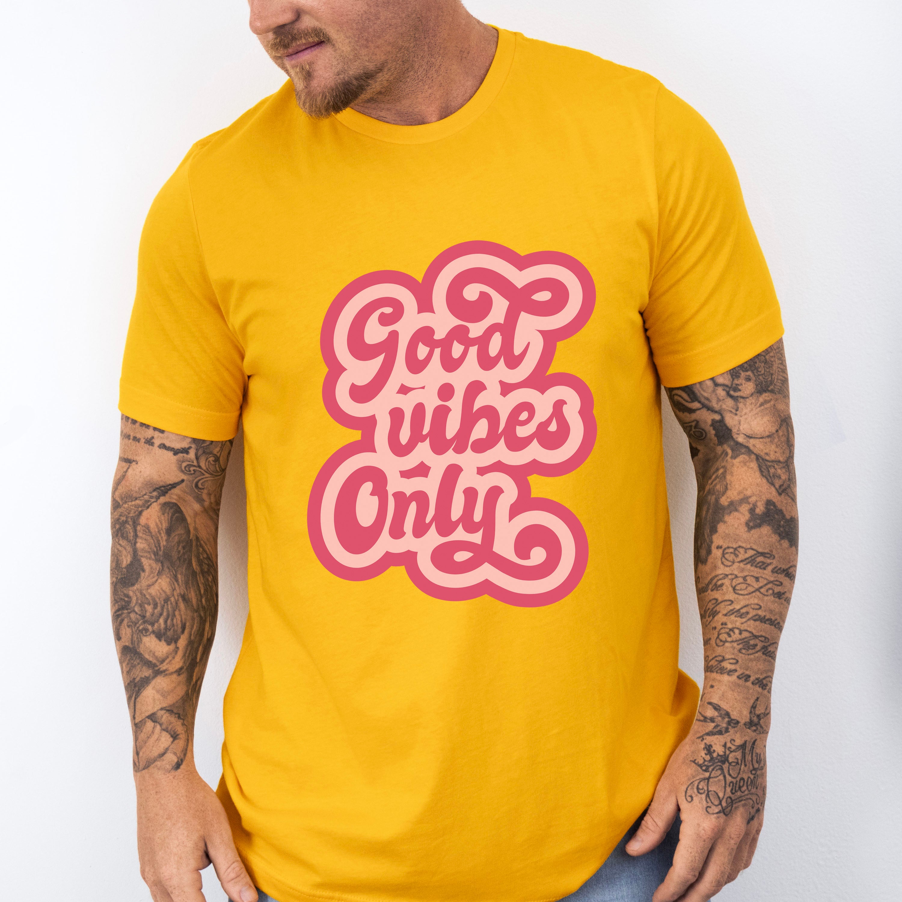 Good Vibes Only Pink Design - Good Vibes Unisex Crewneck T-Shirt Sweatshirt Hoodie