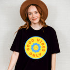 Good Vibes Only Yellow And Blue Flower Design - Good Vibes Unisex Crewneck T-Shirt Sweatshirt Hoodie