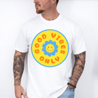 Good Vibes Only Yellow And Blue Flower Design - Good Vibes Unisex Crewneck T-Shirt Sweatshirt Hoodie
