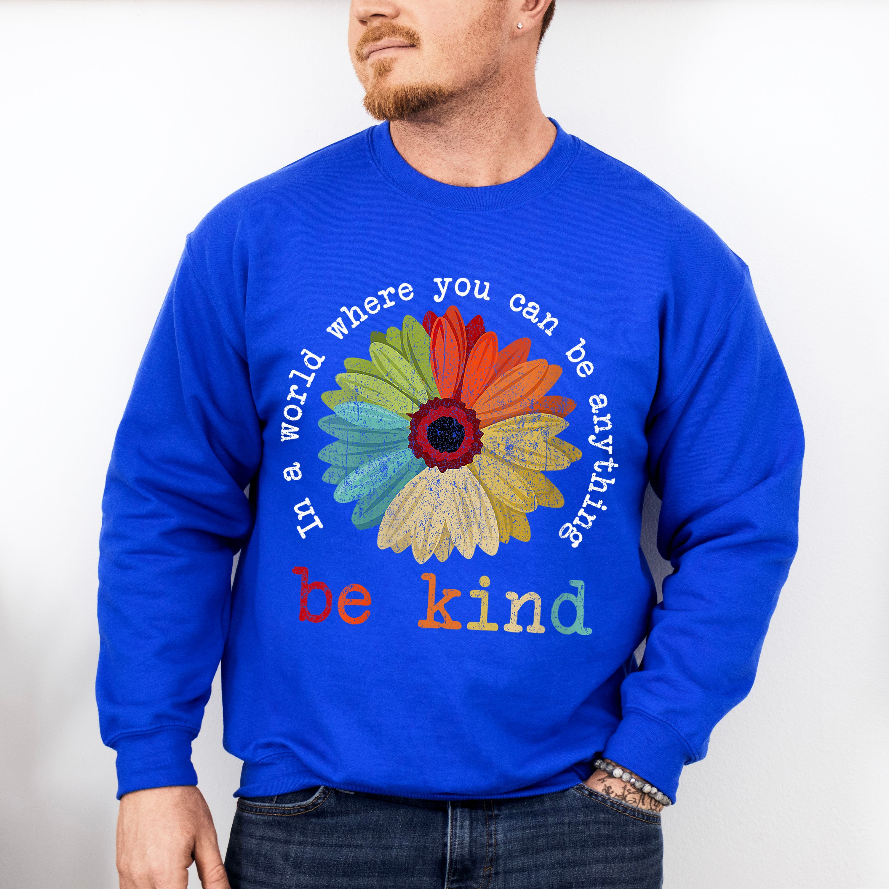 Be Kind Colorful Sunflower Design - Be Kind Unisex Crewneck T-Shirt Sweatshirt Hoodie