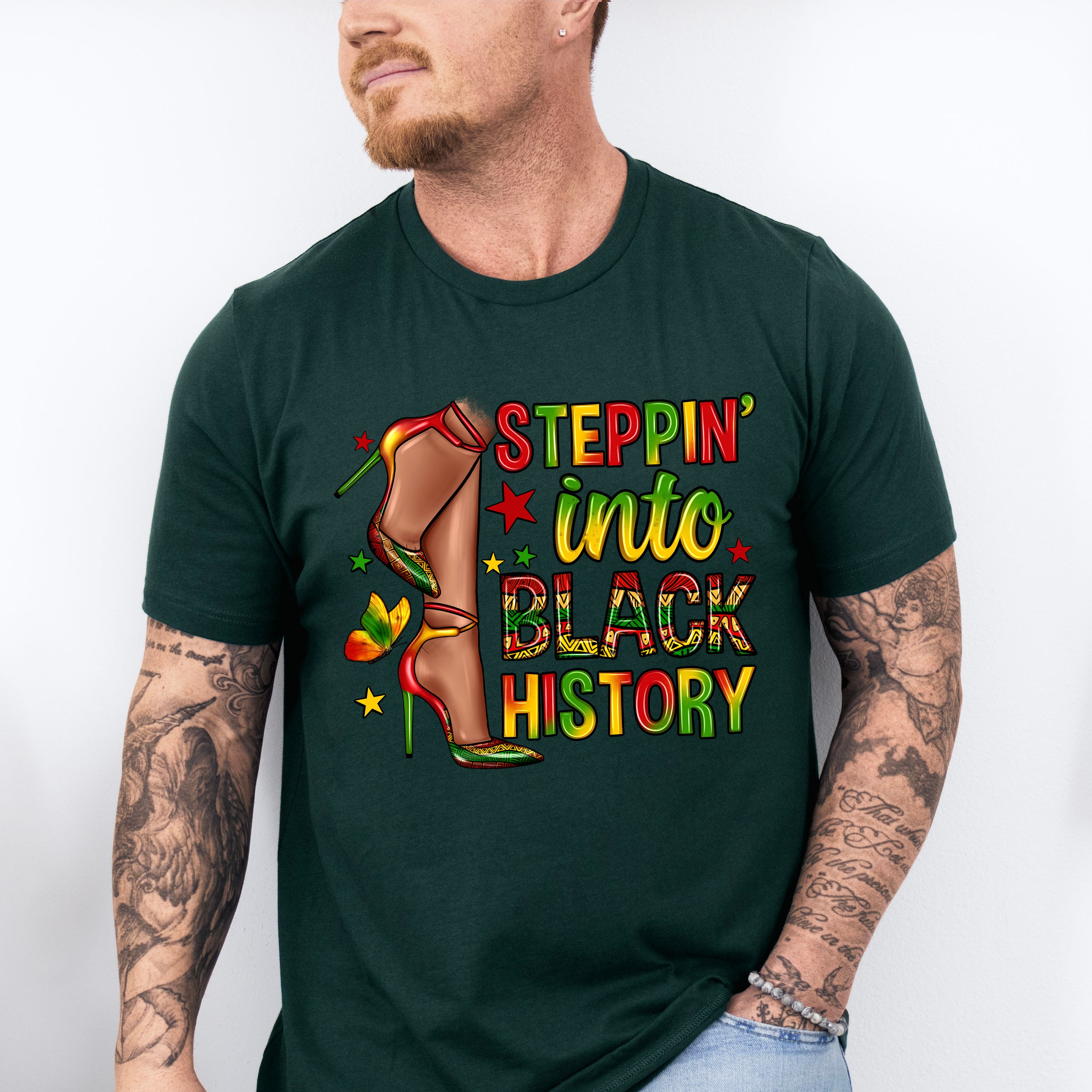 High Heels Steppin Into Black History Design Black Lives Matter Unisex Crewneck T-Shirt Sweatshirt Hoodie