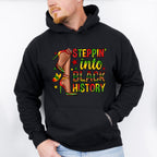 High Heels Steppin Into Black History Design Black Lives Matter Unisex Crewneck T-Shirt Sweatshirt Hoodie