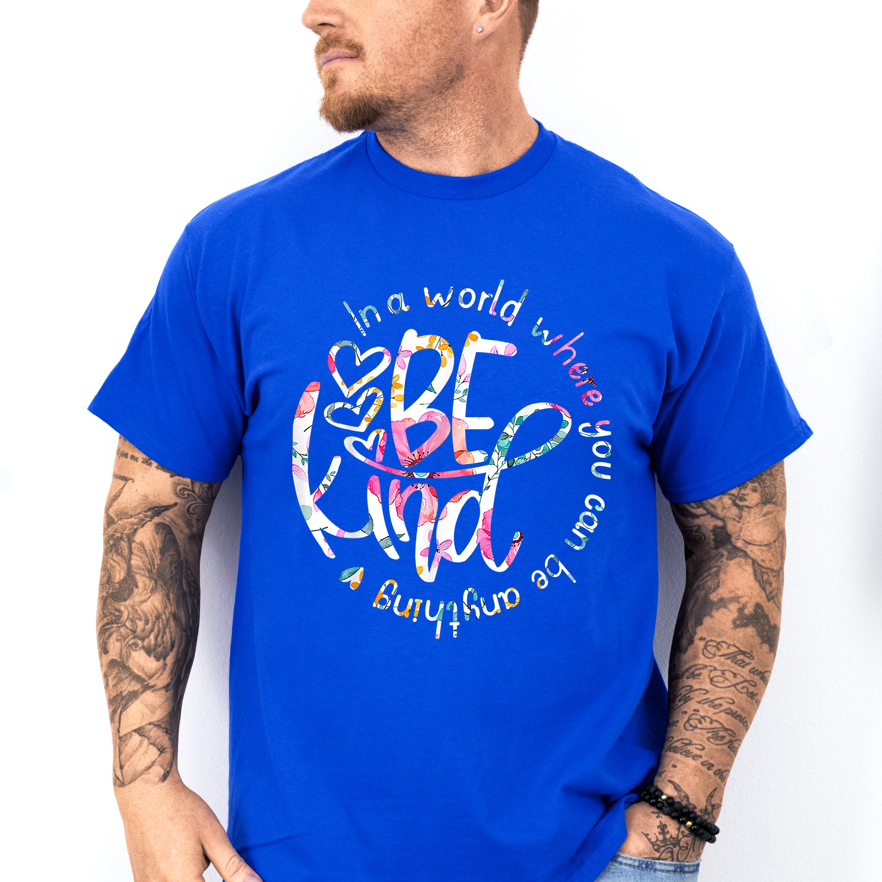 Be Kind Colorful Flower Design - Be Kind Unisex Crewneck T-Shirt Sweatshirt Hoodie