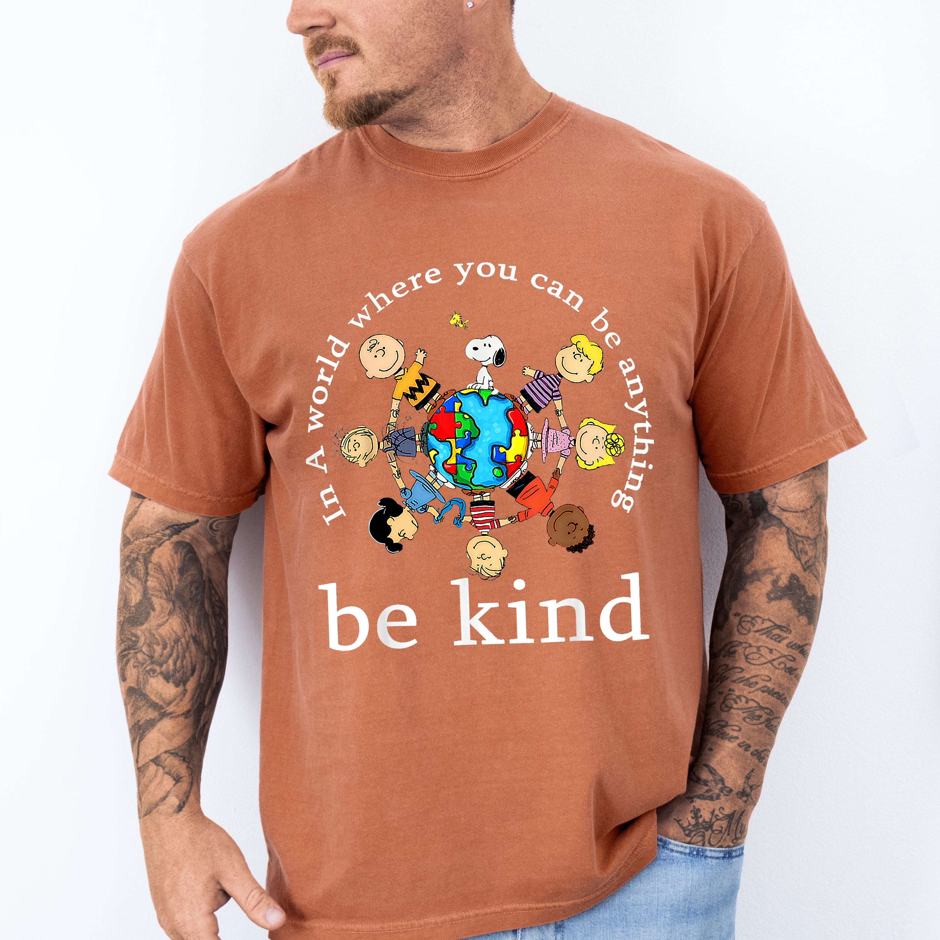 Be Kind World Jigsaw Puzzle Child Design - Be Kind Unisex Crewneck T-Shirt Sweatshirt Hoodie