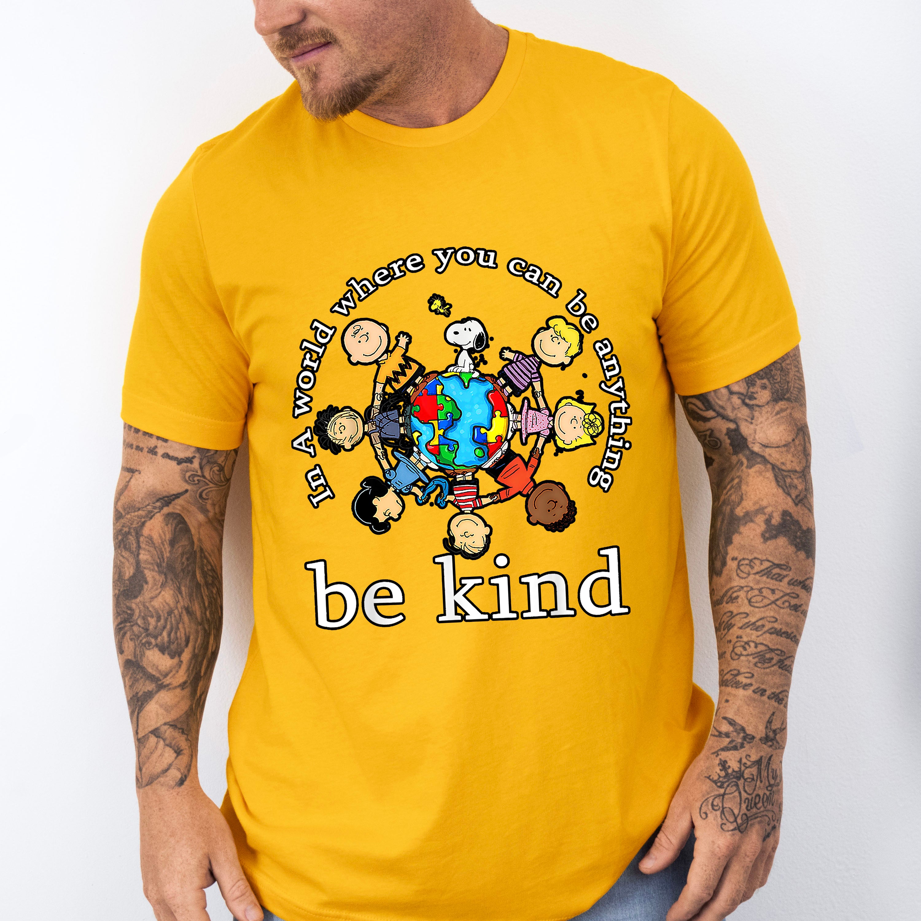 Be Kind World Jigsaw Puzzle Child Design - Be Kind Unisex Crewneck T-Shirt Sweatshirt Hoodie